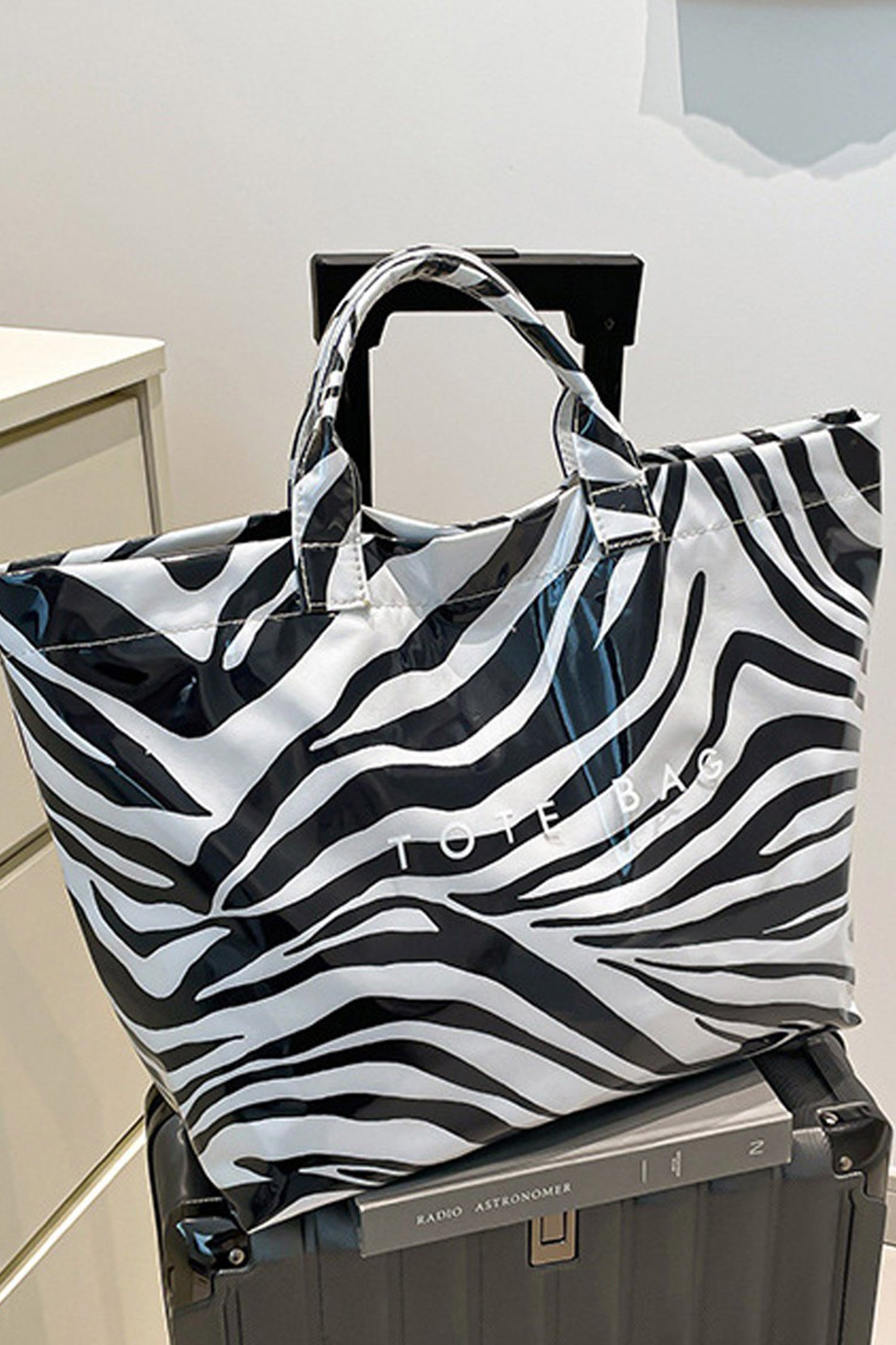 White Cow Spots Print Travel Tote Bag