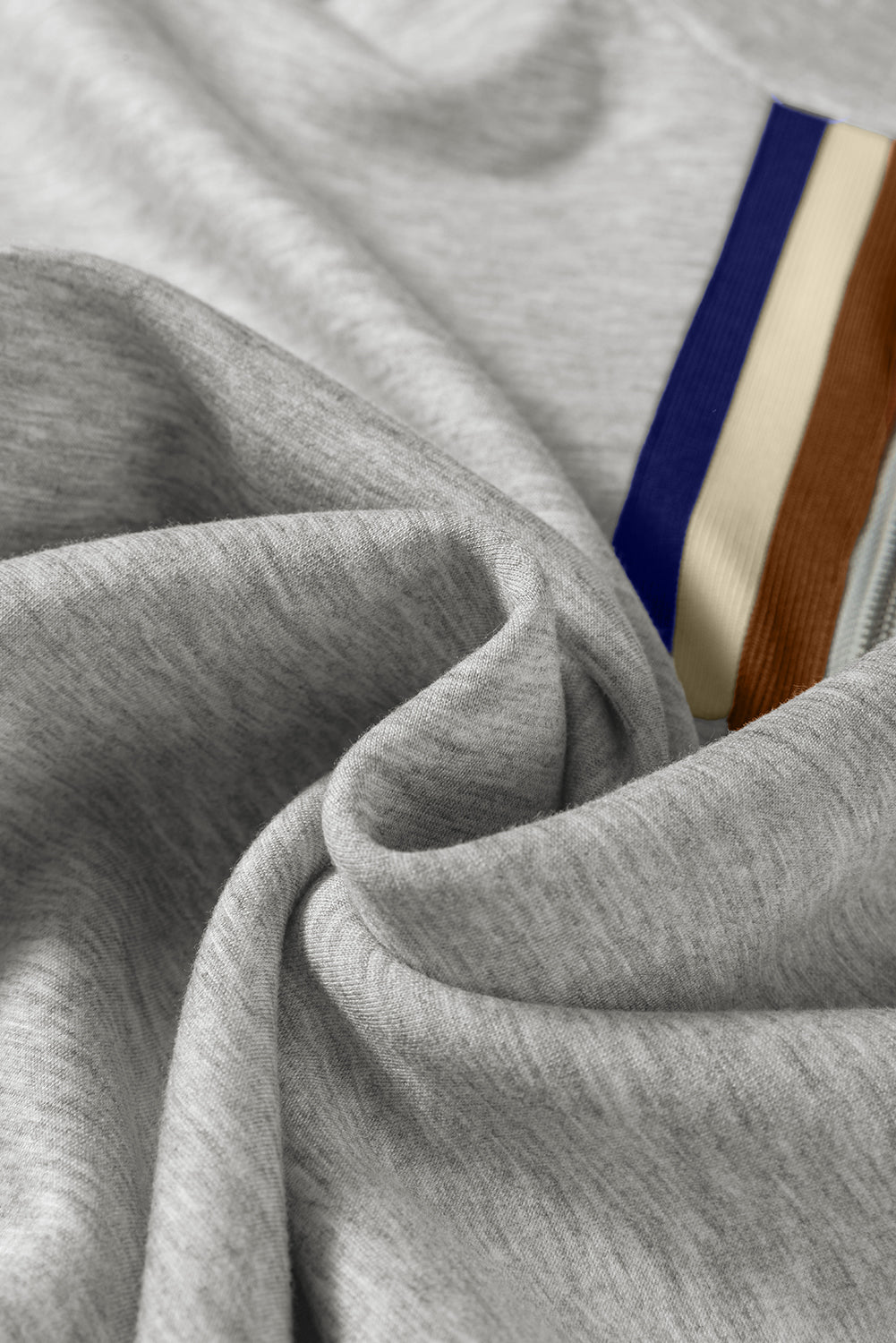 Gray Striped Patchwork Quarter Zip Pullover Loose Pant Set-Two Piece Sets/Pant Sets-[Adult]-[Female]-2022 Online Blue Zone Planet