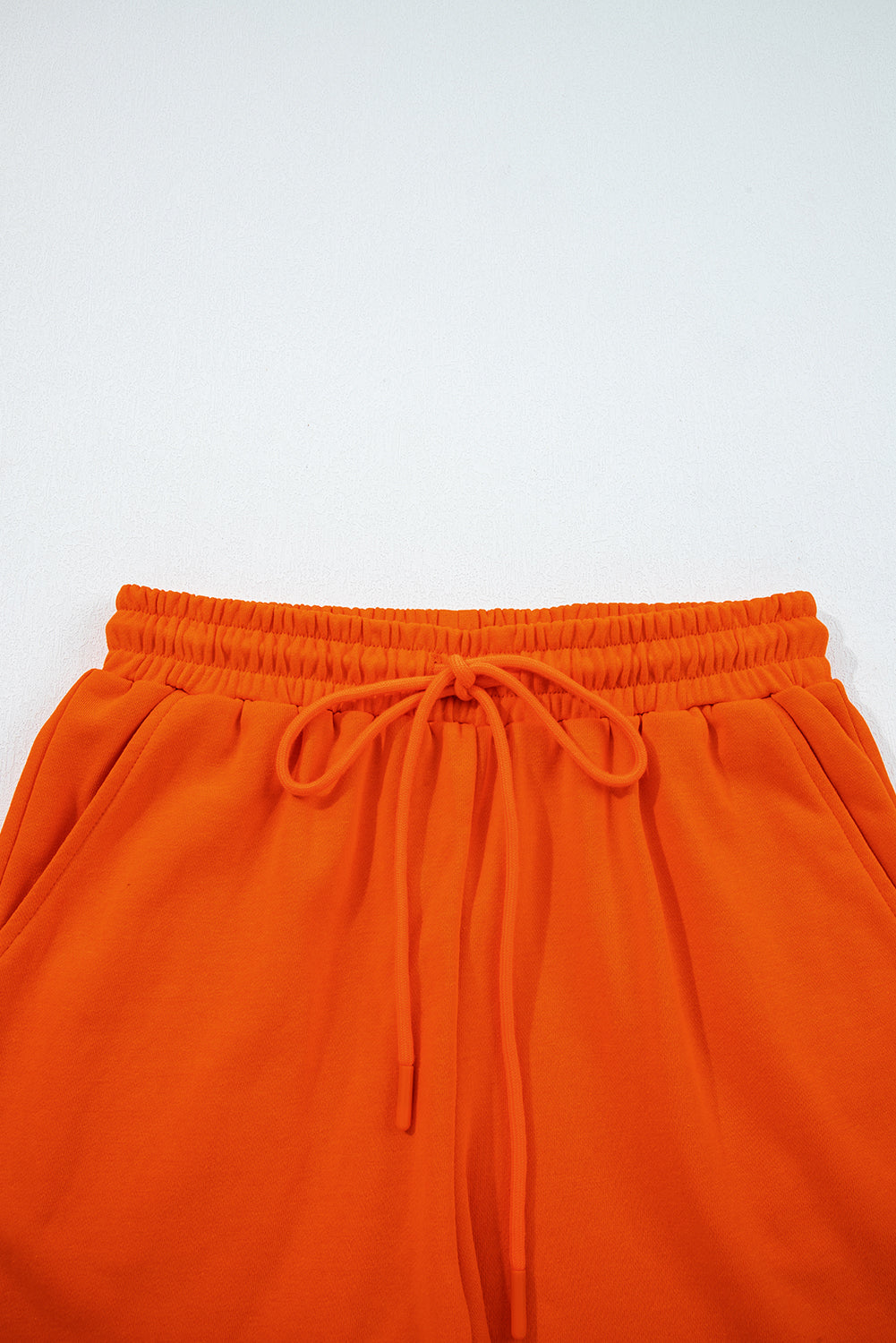 Orange Varsity Striped Sleeve Drop Shoulder Sweatshirt and Short Set-Two Piece Sets/Short Sets-[Adult]-[Female]-2022 Online Blue Zone Planet