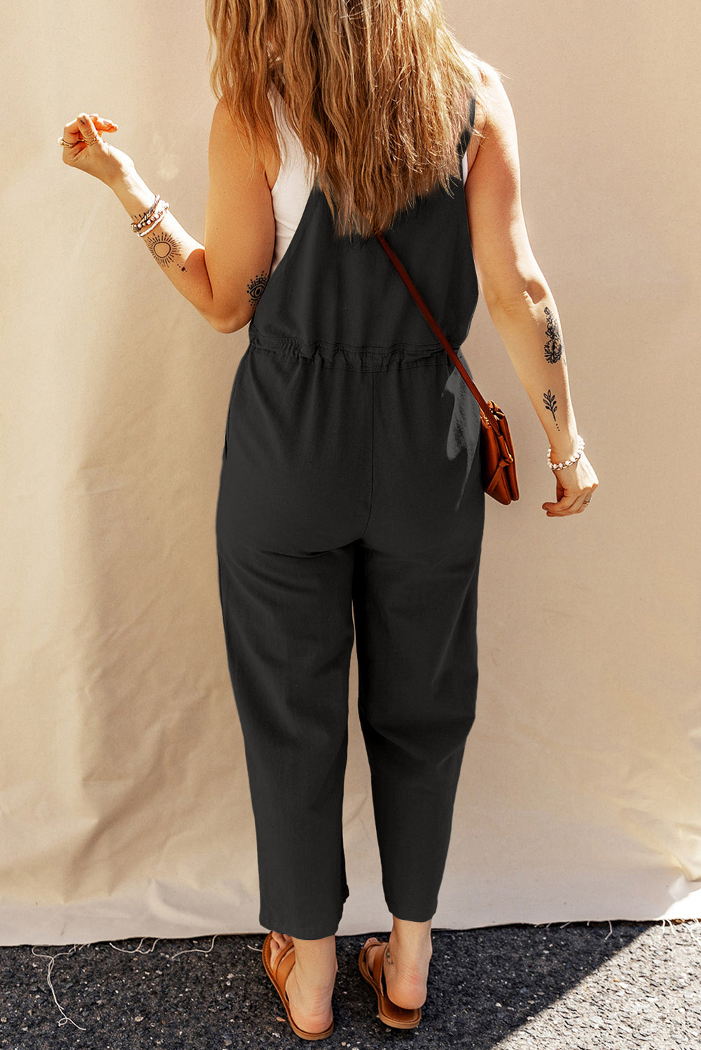 Blue Zone Planet | Drawstring Wide Strap Overalls with Pockets-TOPS / DRESSES-[Adult]-[Female]-2022 Online Blue Zone Planet