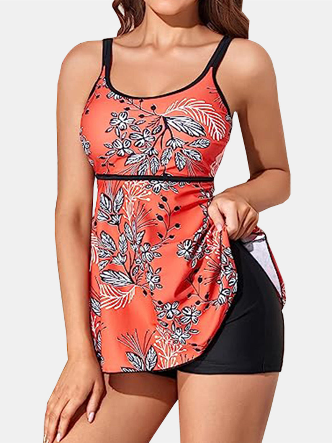 Blue Zone Planet | Printed Scoop Neck Two-Piece Swim Set-TOPS / DRESSES-[Adult]-[Female]-2022 Online Blue Zone Planet