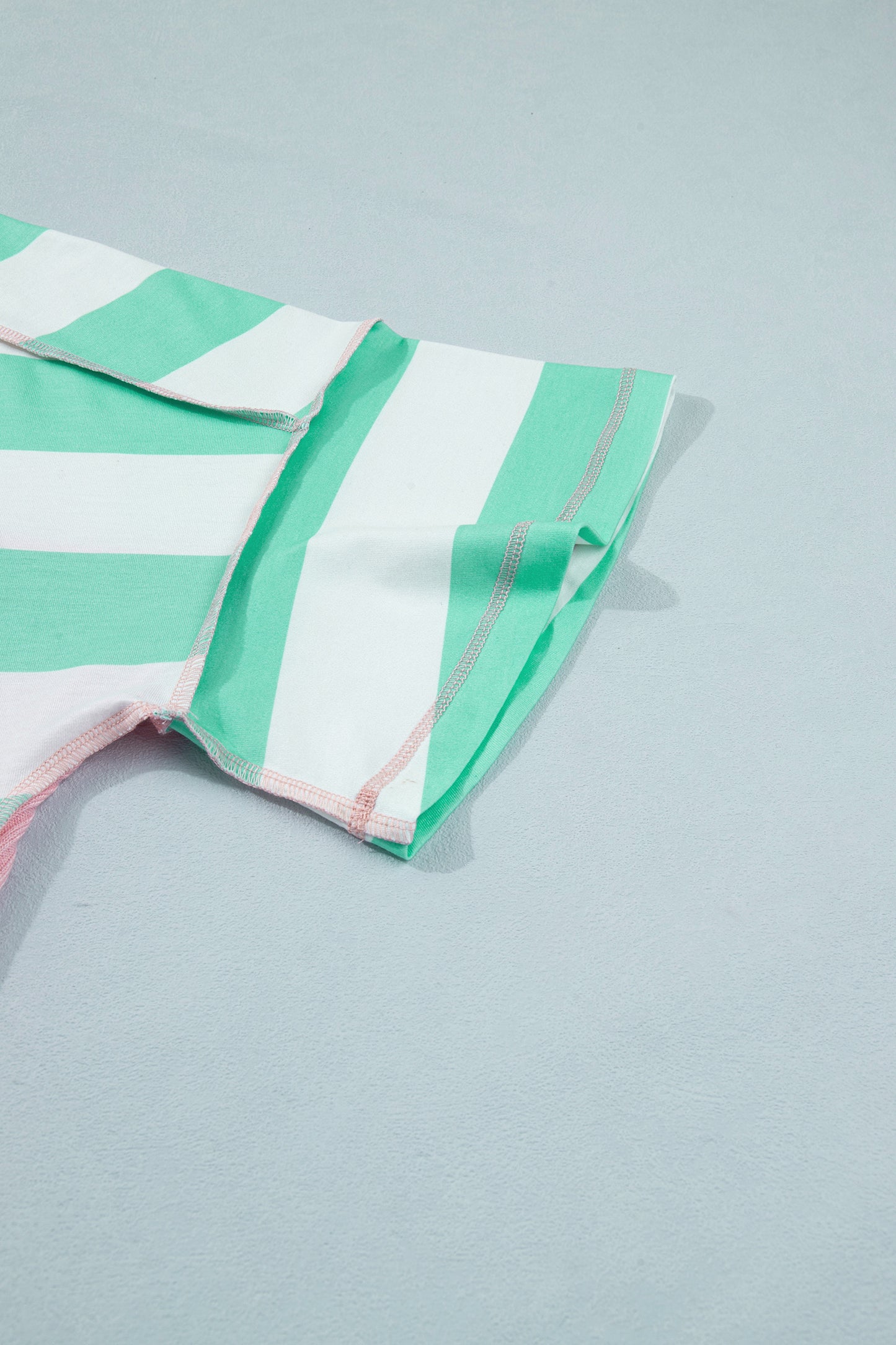 Pink Stripe Exposed Seam Ribbed Patchwork Oversized Tee-Tops/Tops & Tees-[Adult]-[Female]-2022 Online Blue Zone Planet