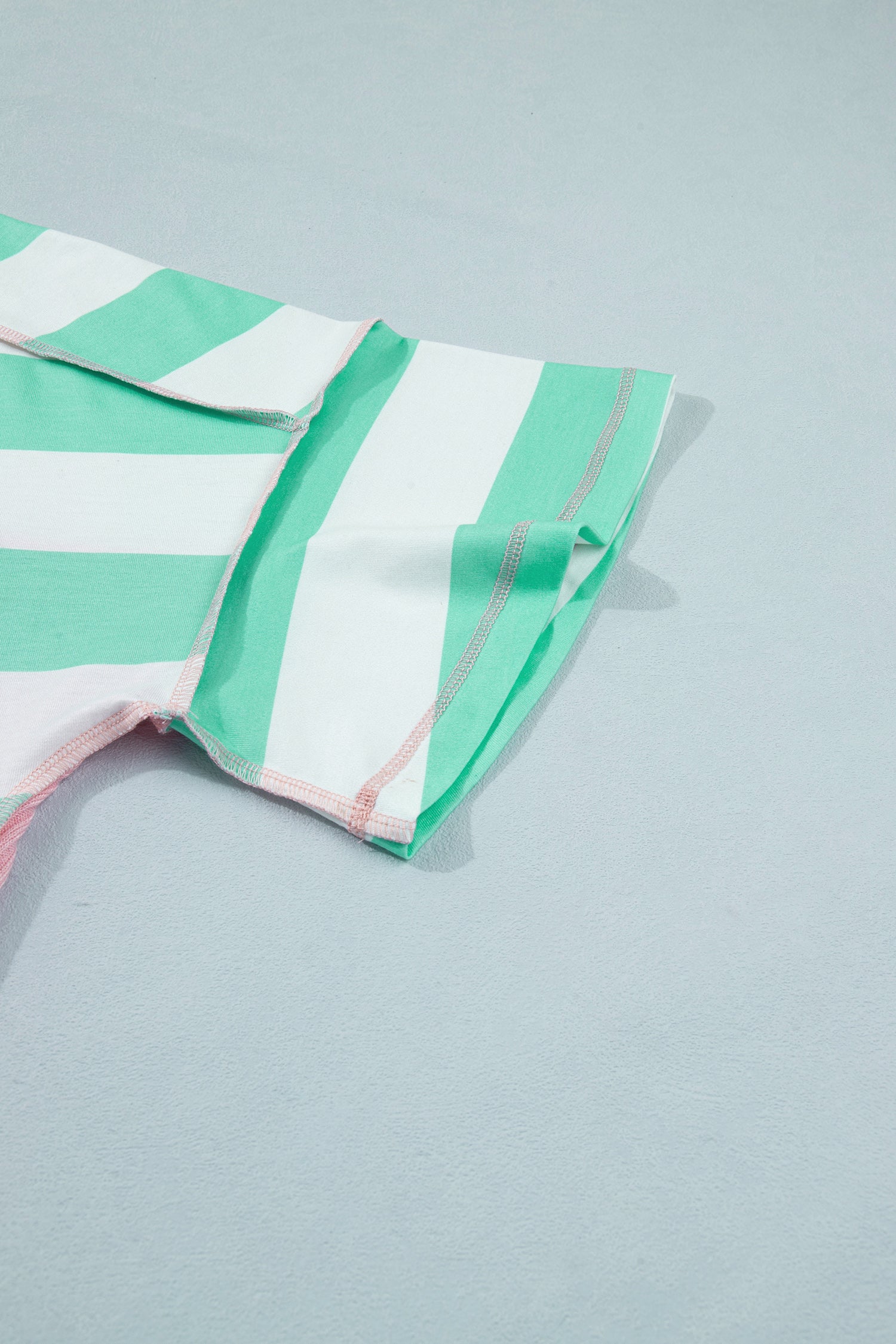 Pink Stripe Exposed Seam Ribbed Patchwork Oversized Tee-Tops/Tops & Tees-[Adult]-[Female]-2022 Online Blue Zone Planet