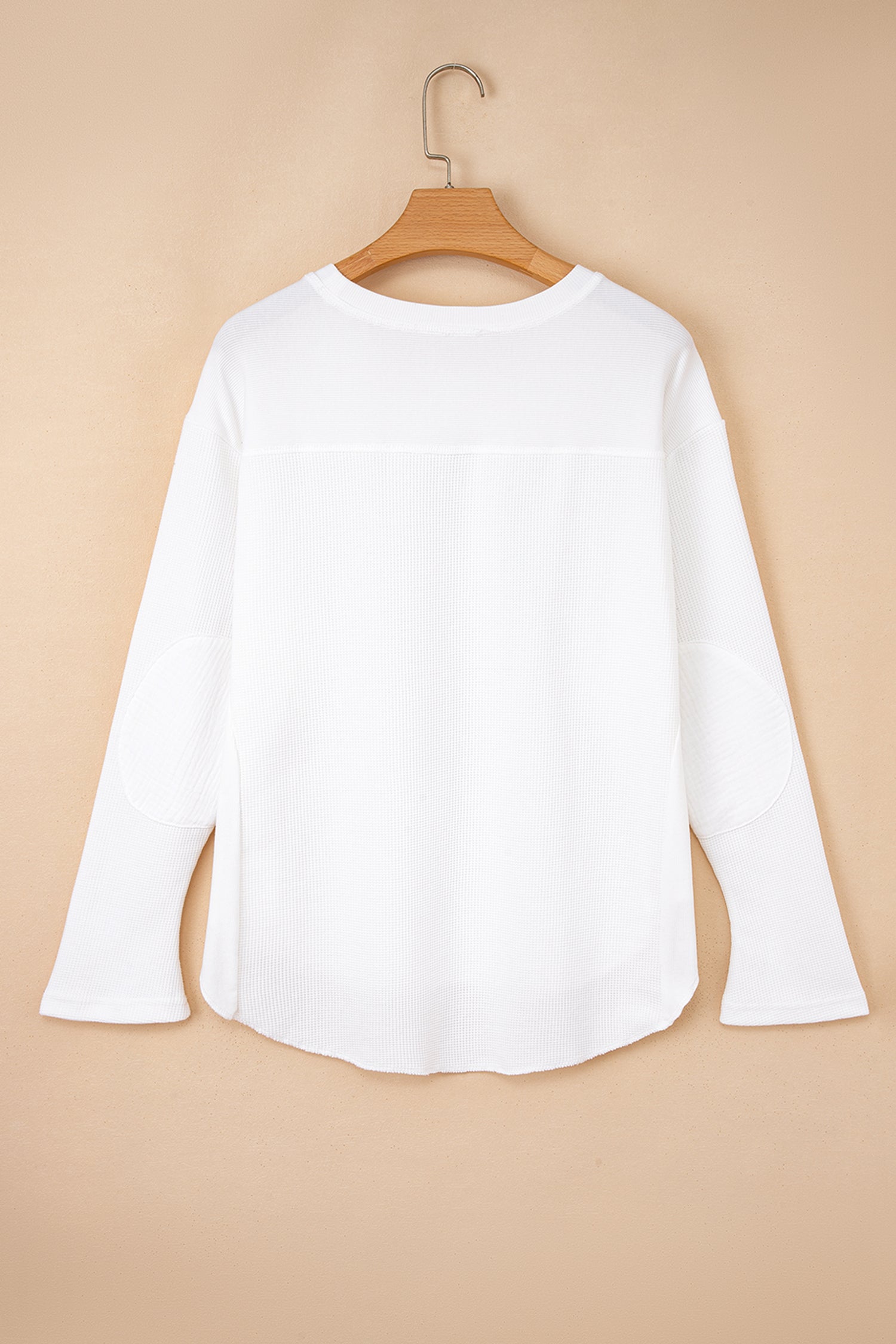 White Solid Color Waffle Ribbed Patchwork Dolman Sleeve Oversize Knit Top-Tops/Long Sleeve Tops-[Adult]-[Female]-2022 Online Blue Zone Planet