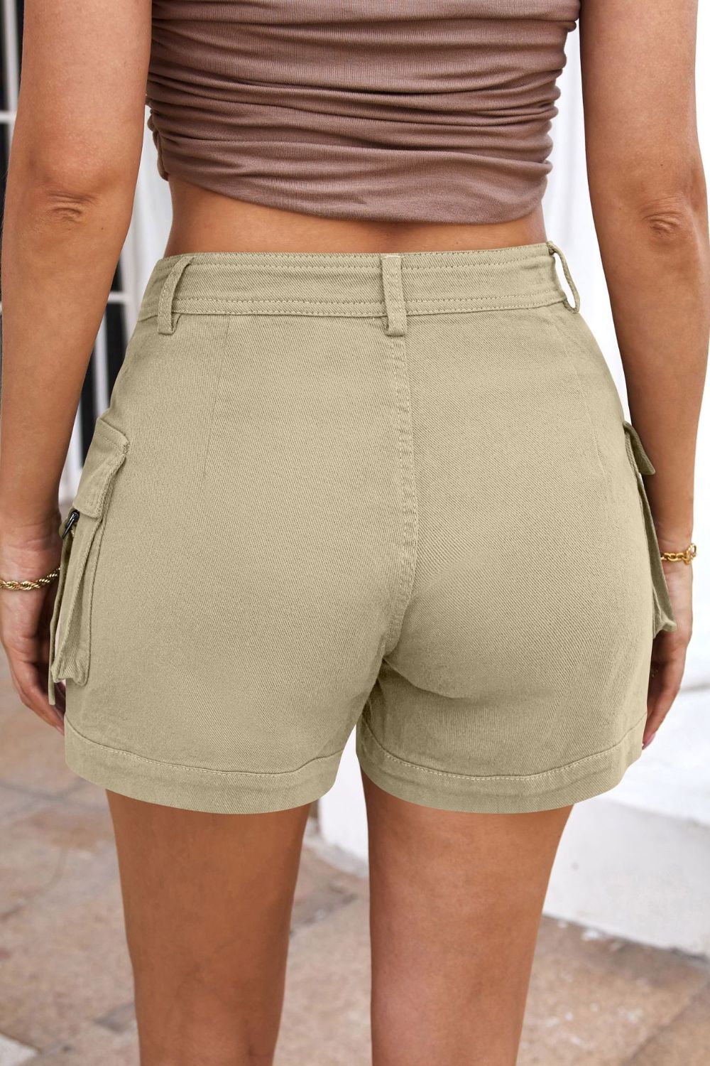 High Waist Shorts with Pockets-BOTTOMS SIZES SMALL MEDIUM LARGE-[Adult]-[Female]-2022 Online Blue Zone Planet