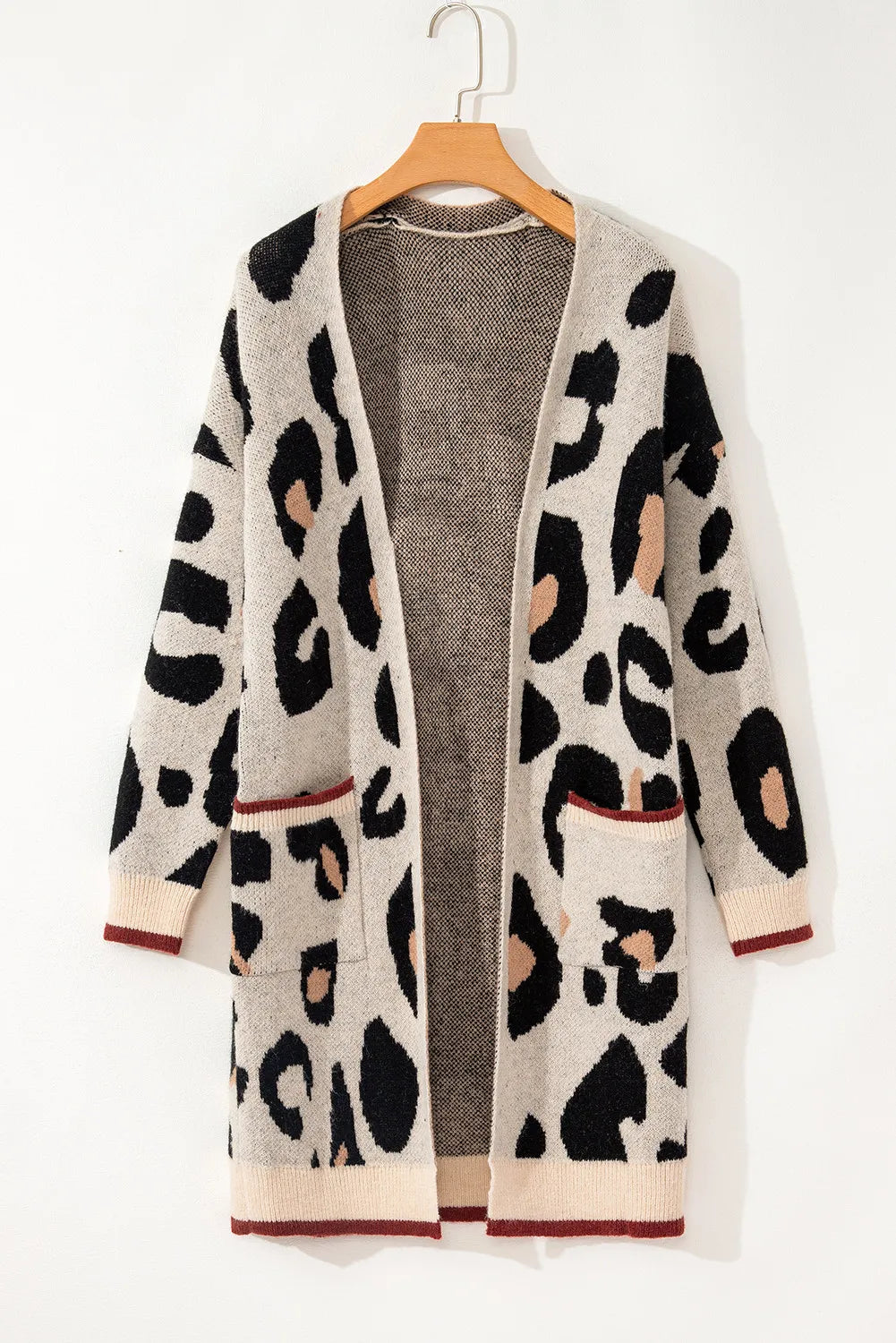 Leopard Open Front Long Sleeve Cardigan-TOPS / DRESSES-[Adult]-[Female]-2022 Online Blue Zone Planet