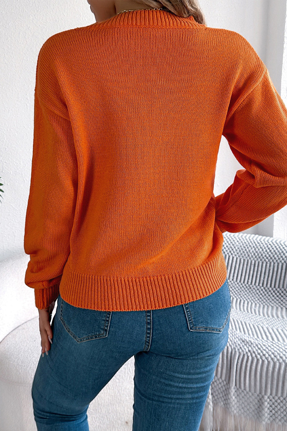 Flamingo Halloween Spooky Face Hollowed Pattern Casual Sweater-TOPS / DRESSES-[Adult]-[Female]-2022 Online Blue Zone Planet
