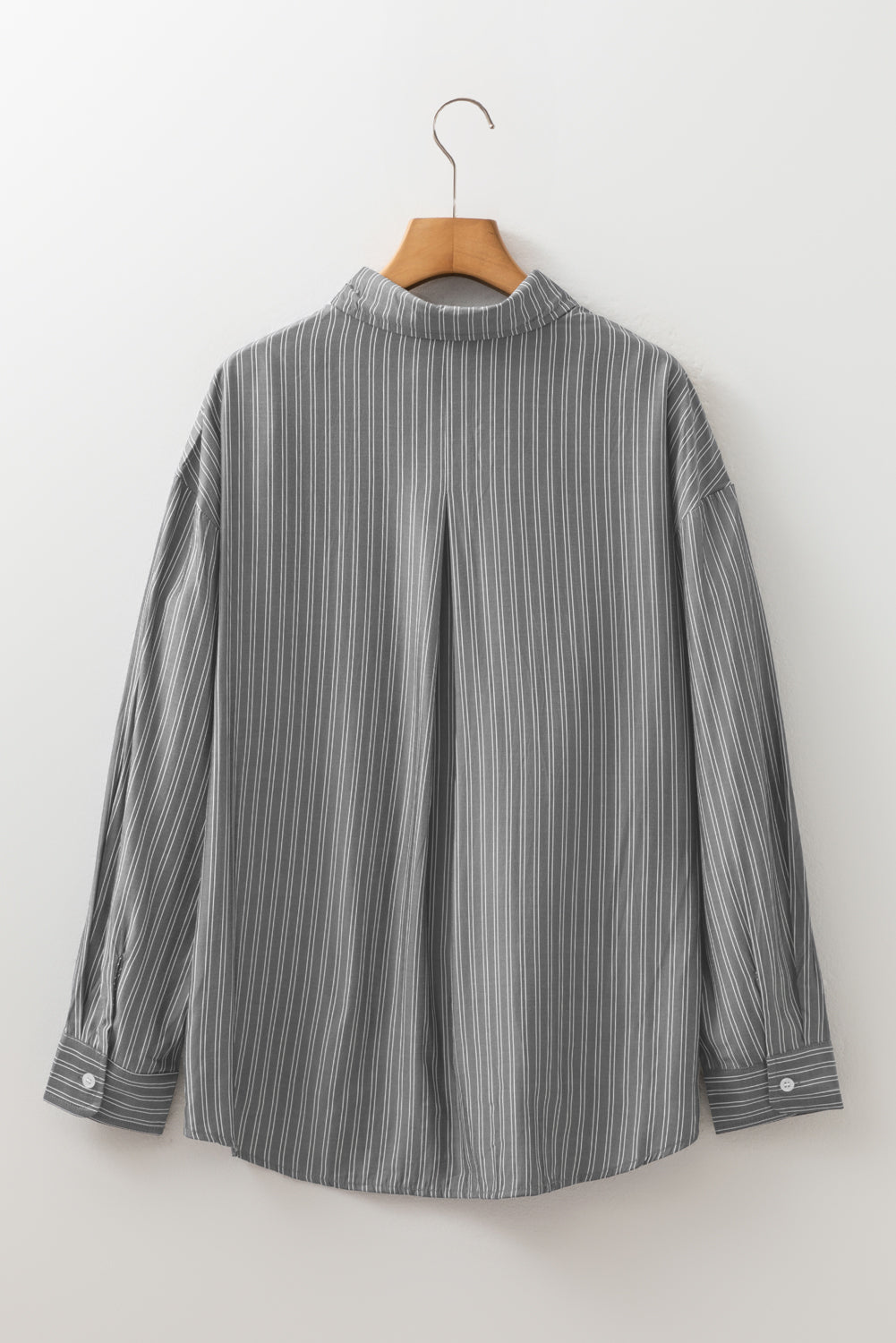 Black Stripe Button Up Oversized Casual Shirt-Tops/Blouses & Shirts-[Adult]-[Female]-2022 Online Blue Zone Planet