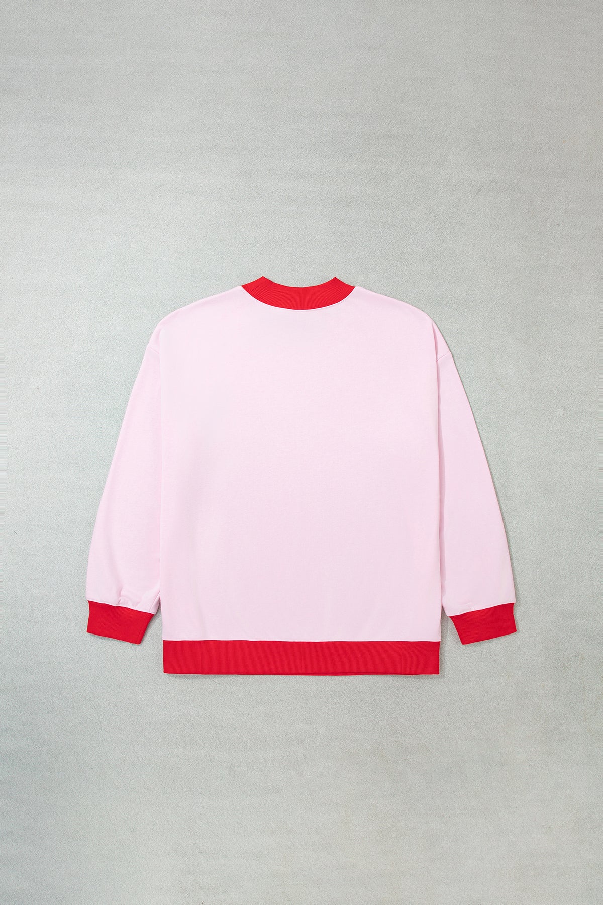Pink Color Block Contrast Trim Plus Size Sweatshirt-Plus Size/Plus Size Sweatshirts & Hoodies-[Adult]-[Female]-2022 Online Blue Zone Planet