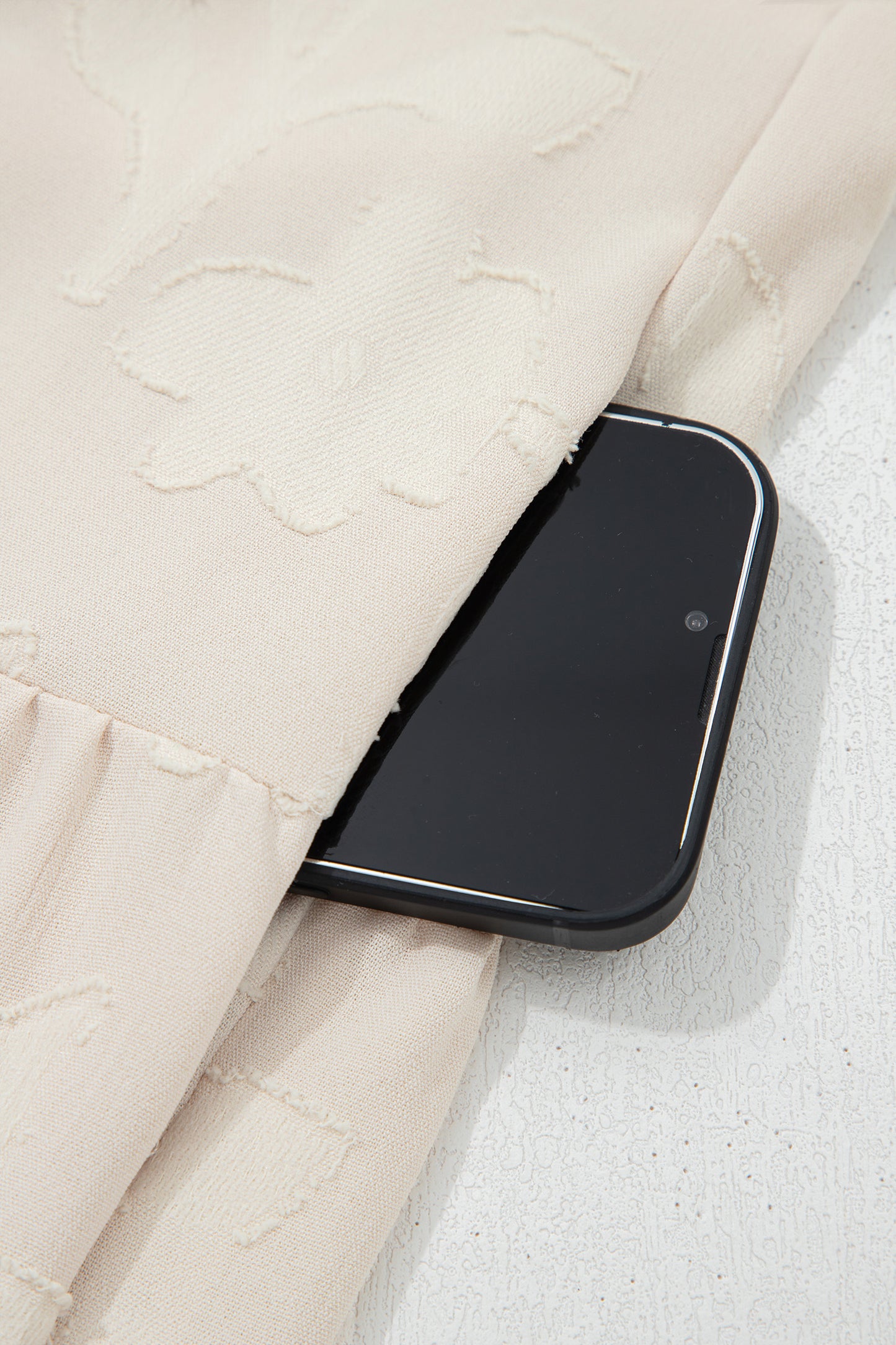 Parchment Long Sleeve Notched Neck Jacquard Tiered Mini Dress-TOPS / DRESSES-[Adult]-[Female]-2022 Online Blue Zone Planet