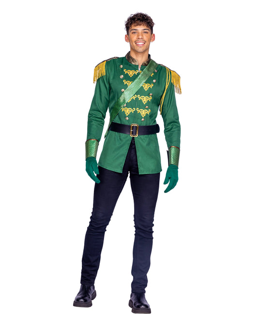 4 Piece Emerald Prince Male Costume-TOPS / DRESSES-[Adult]-[Female]-Green/Gold-Small-2022 Online Blue Zone Planet