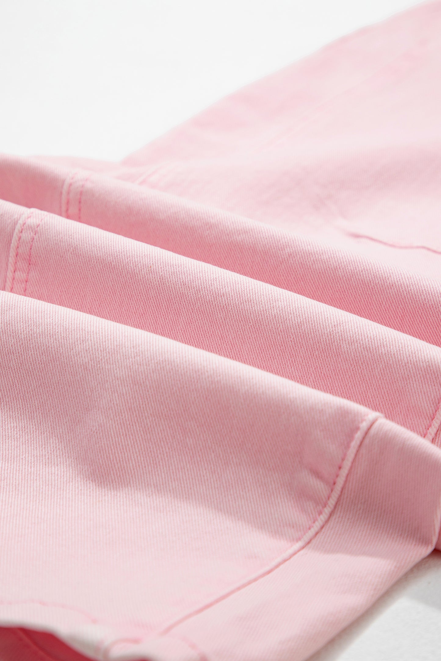 Light Pink Solid Color Grommet Detail Knot Waist Barrel Jeans