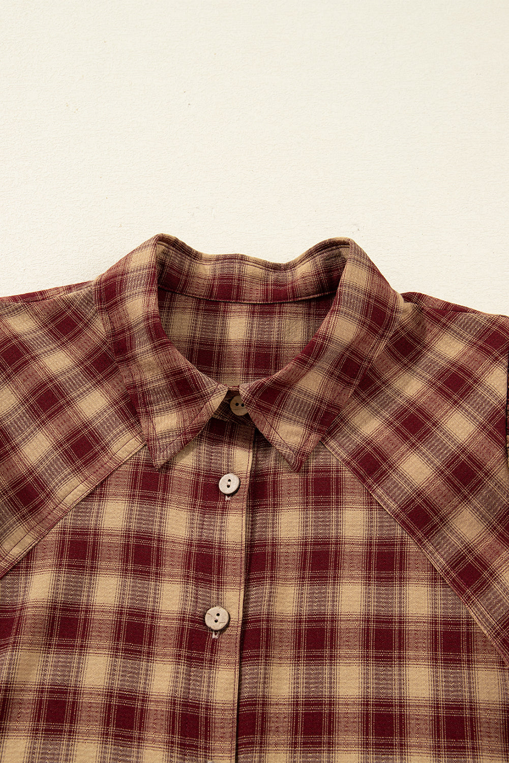 Red Plaid Print Ruffled Long Sleeve Patchwork Hem Mini Shirt Dress-TOPS / DRESSES-[Adult]-[Female]-2022 Online Blue Zone Planet