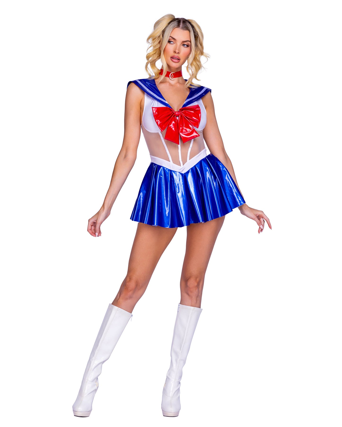 2 Piece Moonlanding Sailor Costume-TOPS / DRESSES-[Adult]-[Female]-Blue/White/Red-Small-2022 Online Blue Zone Planet