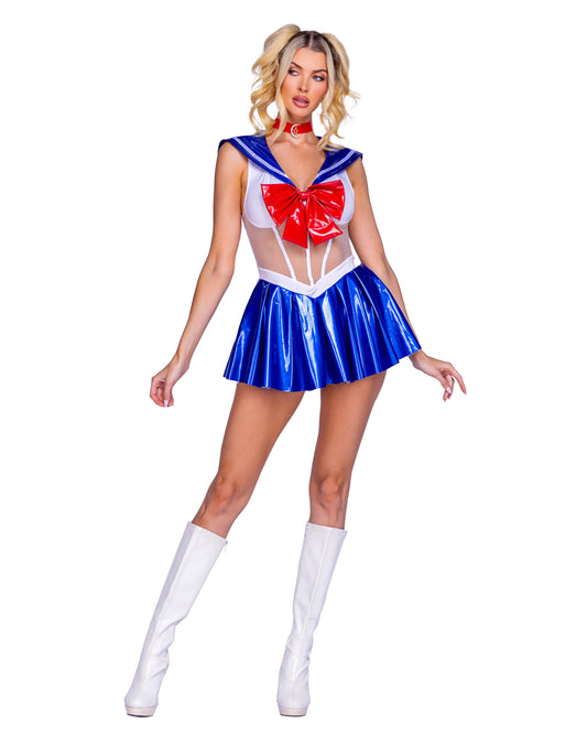 2 Piece Moonlanding Sailor Costume-TOPS / DRESSES-[Adult]-[Female]-Blue/White/Red-Small-2022 Online Blue Zone Planet