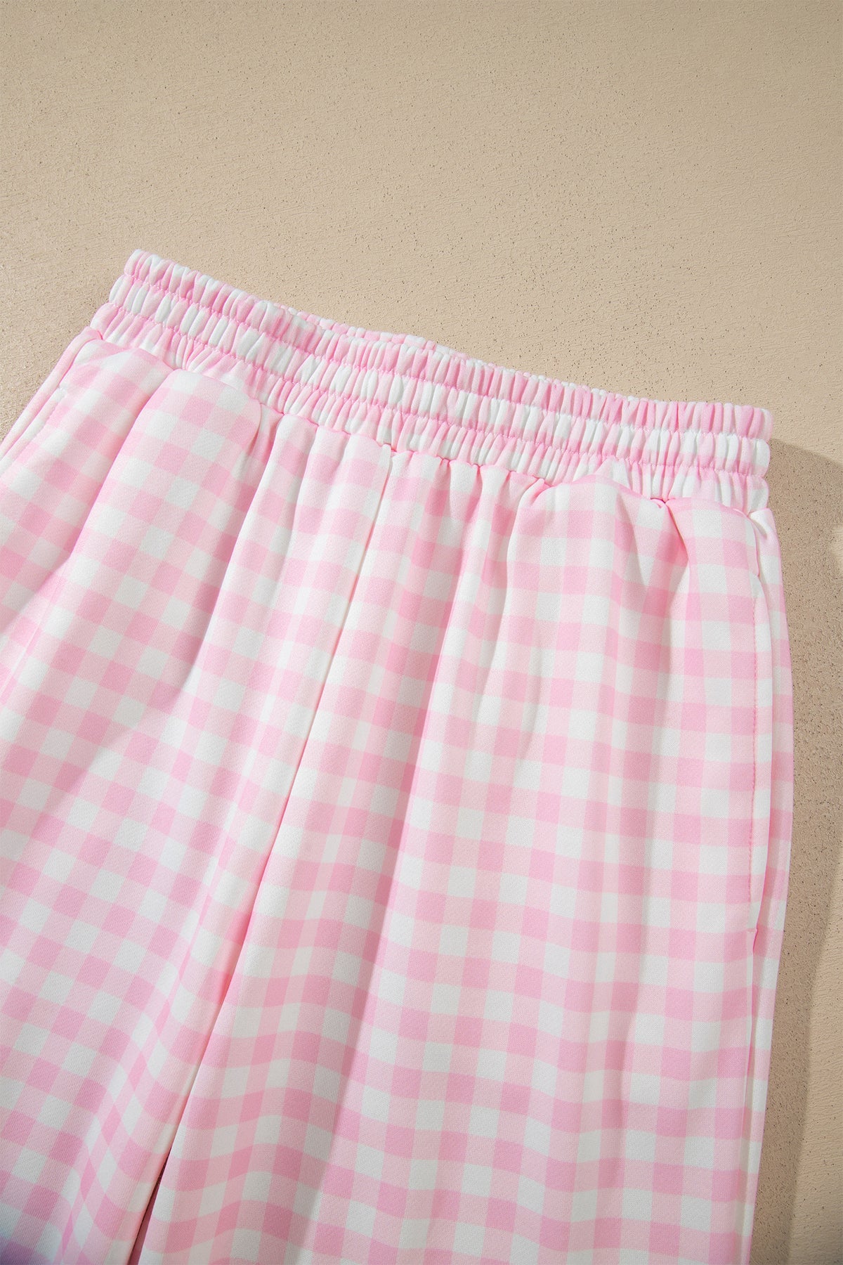 Pink Plaid Long Sleeve Two Piece Pant Set-Two Piece Sets/Pant Sets-[Adult]-[Female]-2022 Online Blue Zone Planet