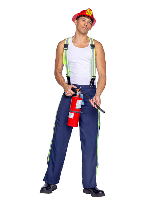 2 Piece Fireman Hunk Costume-TOPS / DRESSES-[Adult]-[Female]-Blue/Red/Multi-Small-2022 Online Blue Zone Planet