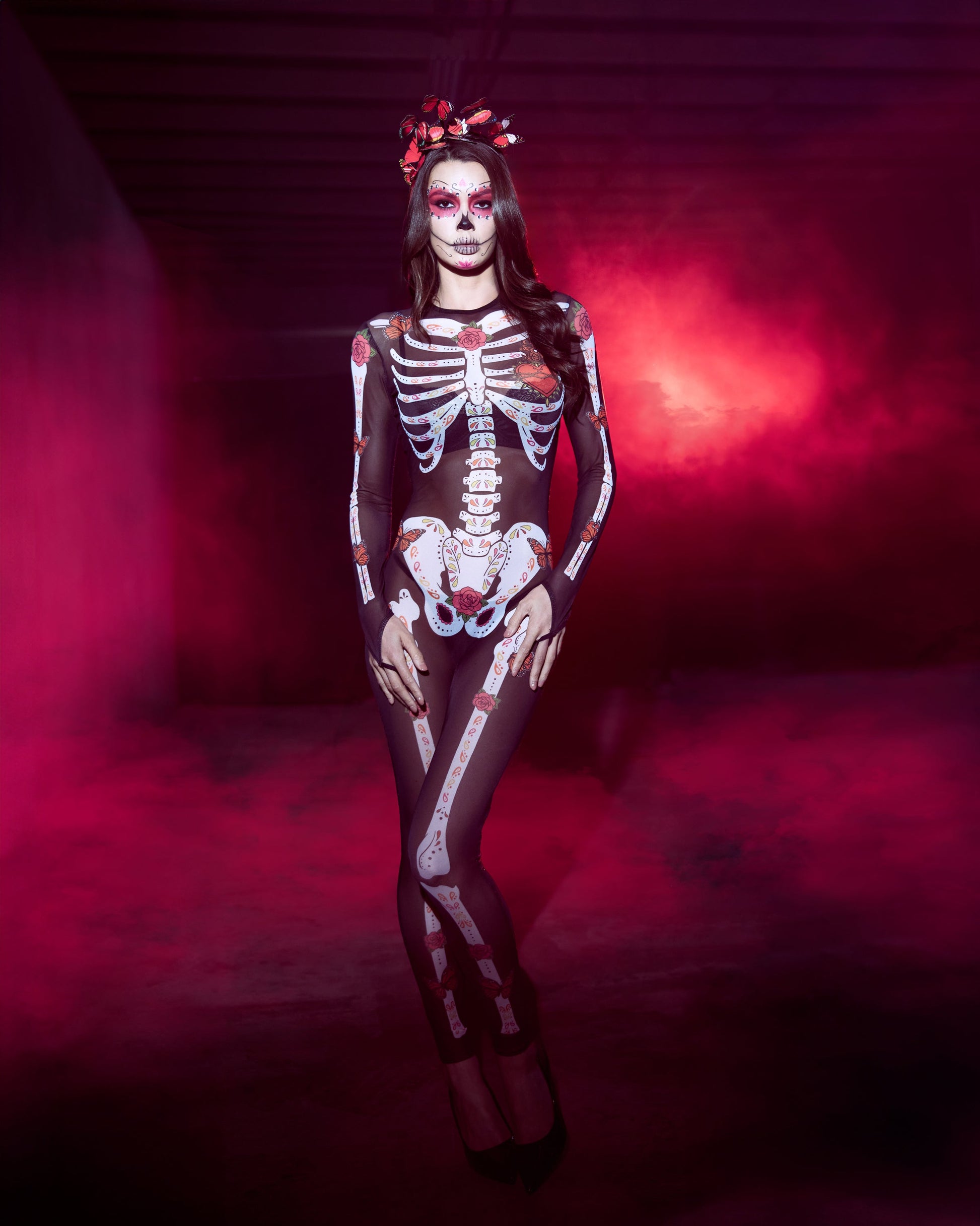 2 Piece Sugar Skeleton Costume-TOPS / DRESSES-[Adult]-[Female]-2022 Online Blue Zone Planet