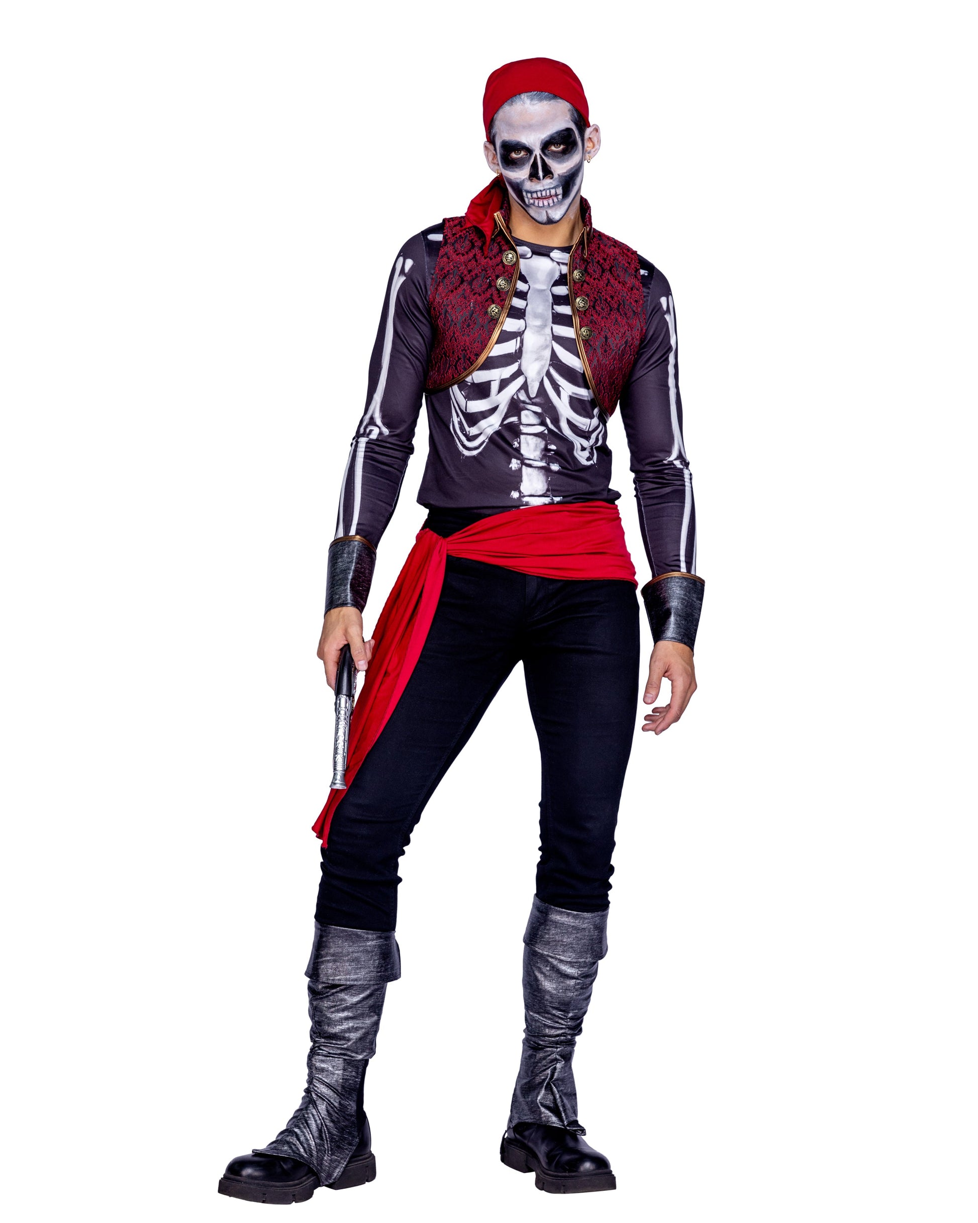 4 Piece Pirates Curse Costume-TOPS / DRESSES-[Adult]-[Female]-Black/White/Red-Small-2022 Online Blue Zone Planet