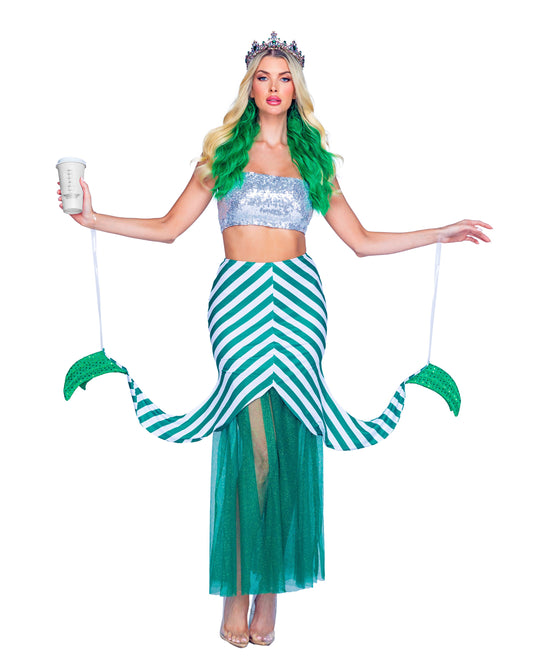 Blue Zone Planet | 2pc Starstruck Mermaid-TOPS / DRESSES-[Adult]-[Female]-Green/White/Silver-S-2022 Online Blue Zone Planet