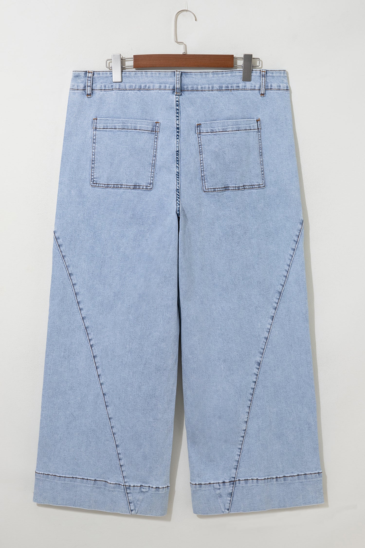 Beau Blue Solid Paneling Loose Fit Plus Size Jeans-Plus Size/Plus Size Bottoms-[Adult]-[Female]-2022 Online Blue Zone Planet