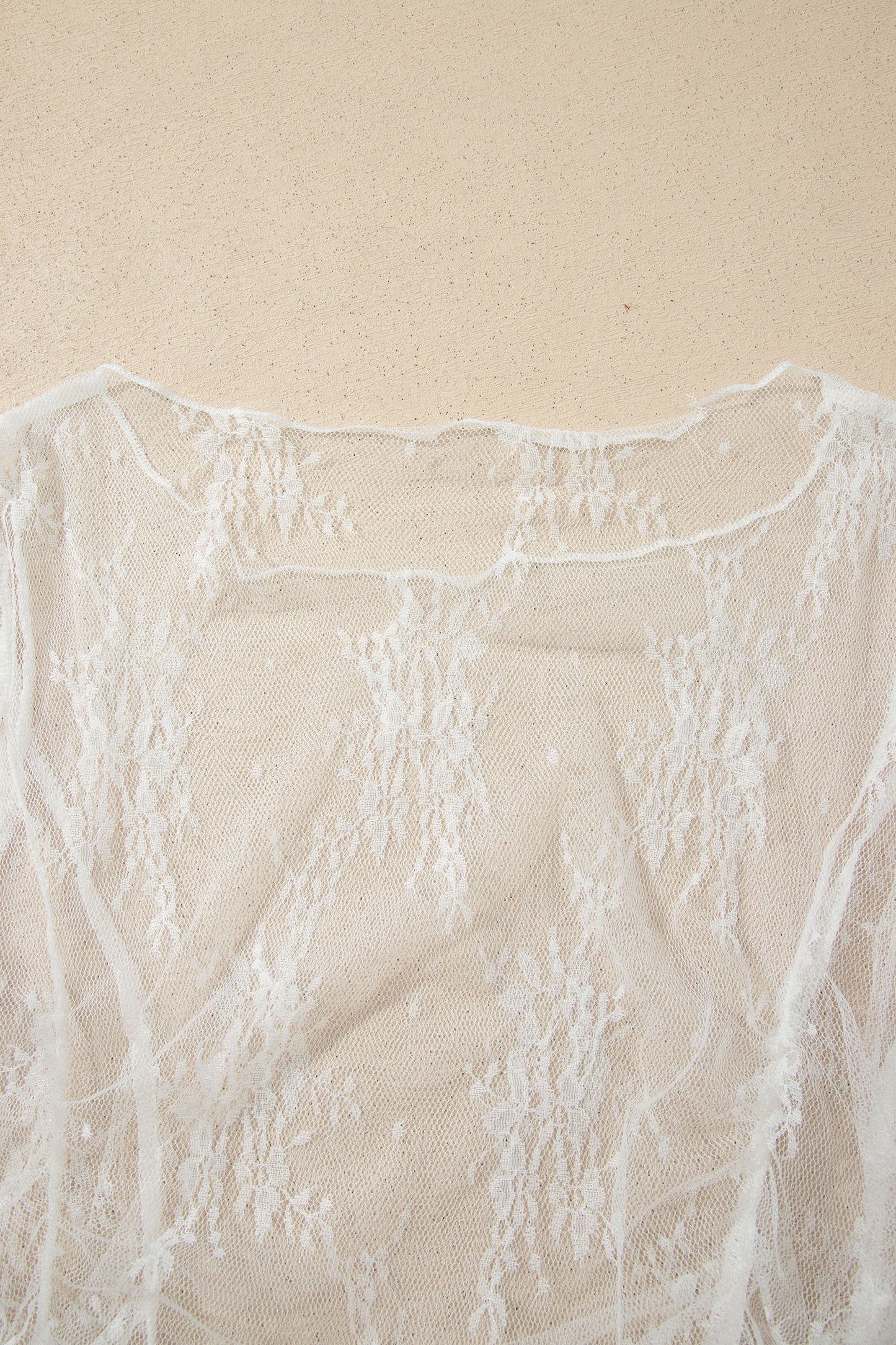 White Exposed Seam Ruched Sheer Floral Mesh Top-Tops/Blouses & Shirts-[Adult]-[Female]-2022 Online Blue Zone Planet
