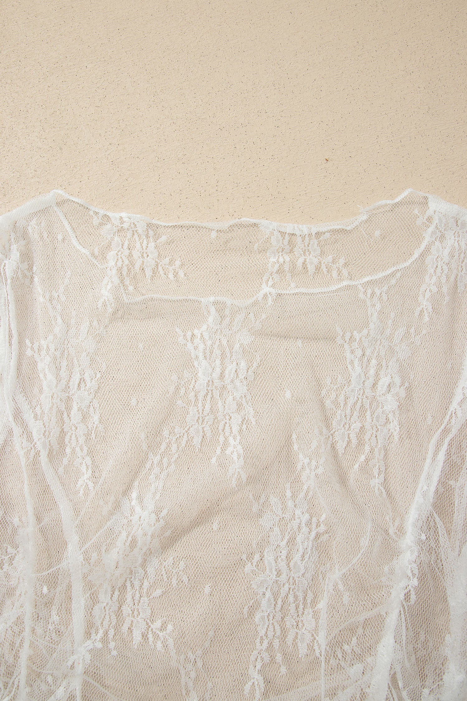 White Exposed Seam Ruched Sheer Floral Mesh Top-Tops/Blouses & Shirts-[Adult]-[Female]-2022 Online Blue Zone Planet