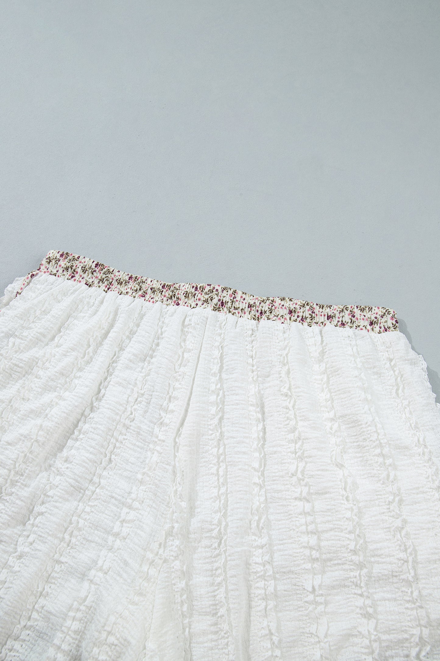 White Textured Lace Detail Floral Star Patch Drawstring Casual Shorts-Bottoms/Casual Shorts-[Adult]-[Female]-2022 Online Blue Zone Planet