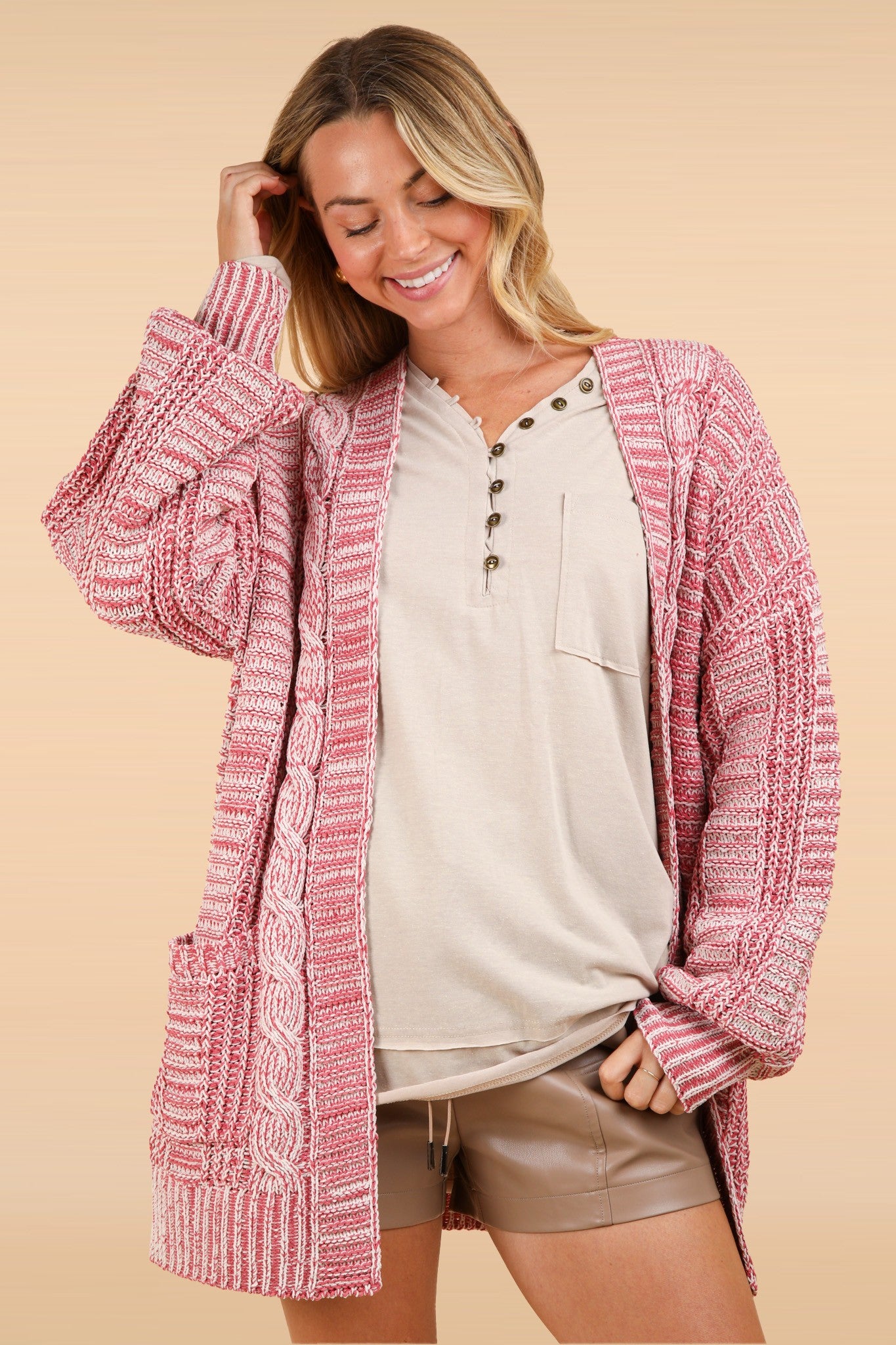 Blue Zone Planet | VERY J Cable Knit Open Front Cardigan-TOPS / DRESSES-[Adult]-[Female]-2022 Online Blue Zone Planet