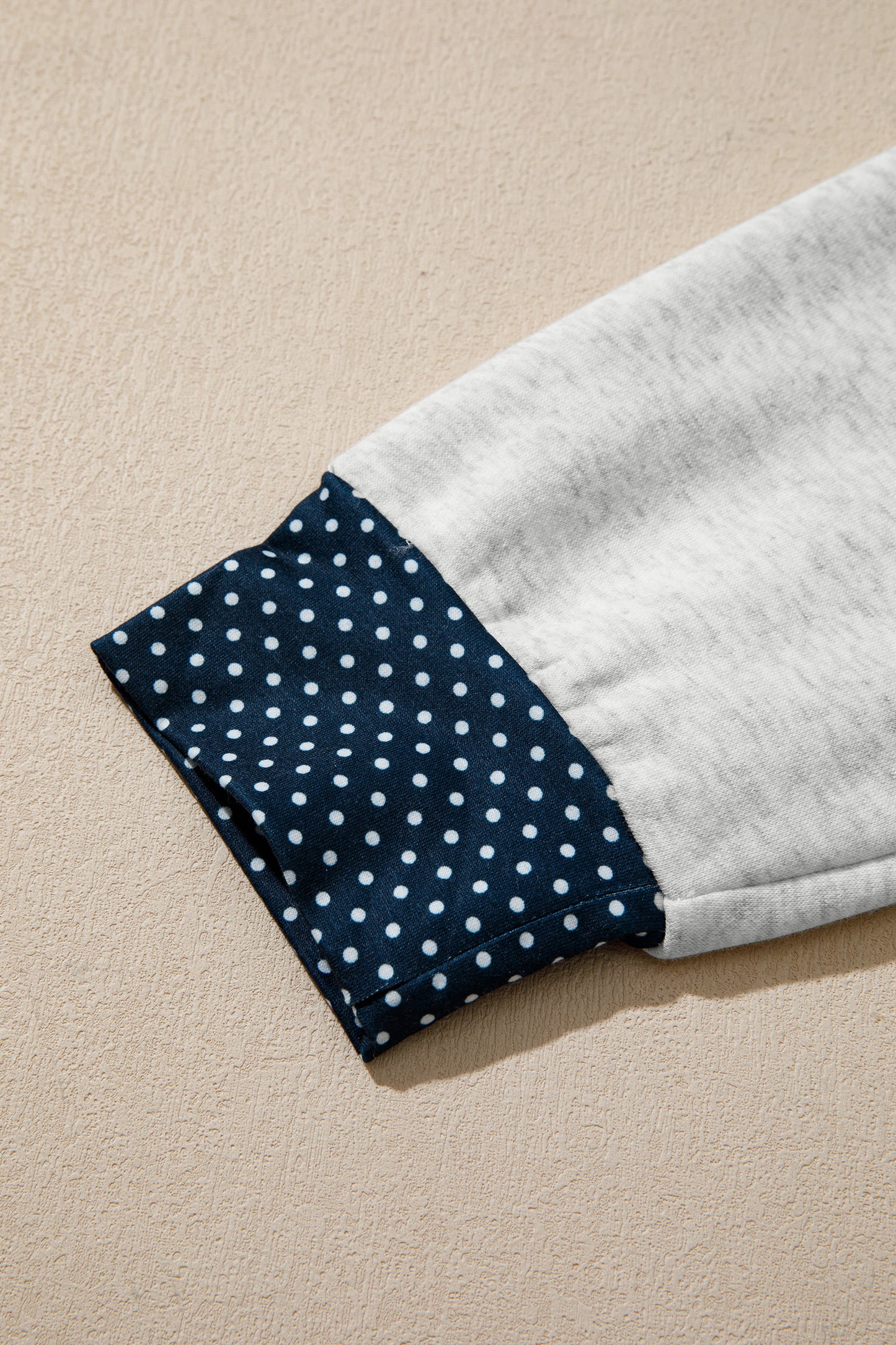 Light Grey Polka Dot Patchwork Mock Neck Pullover Casual Shorts Set-Two Piece Sets/Short Sets-[Adult]-[Female]-2022 Online Blue Zone Planet