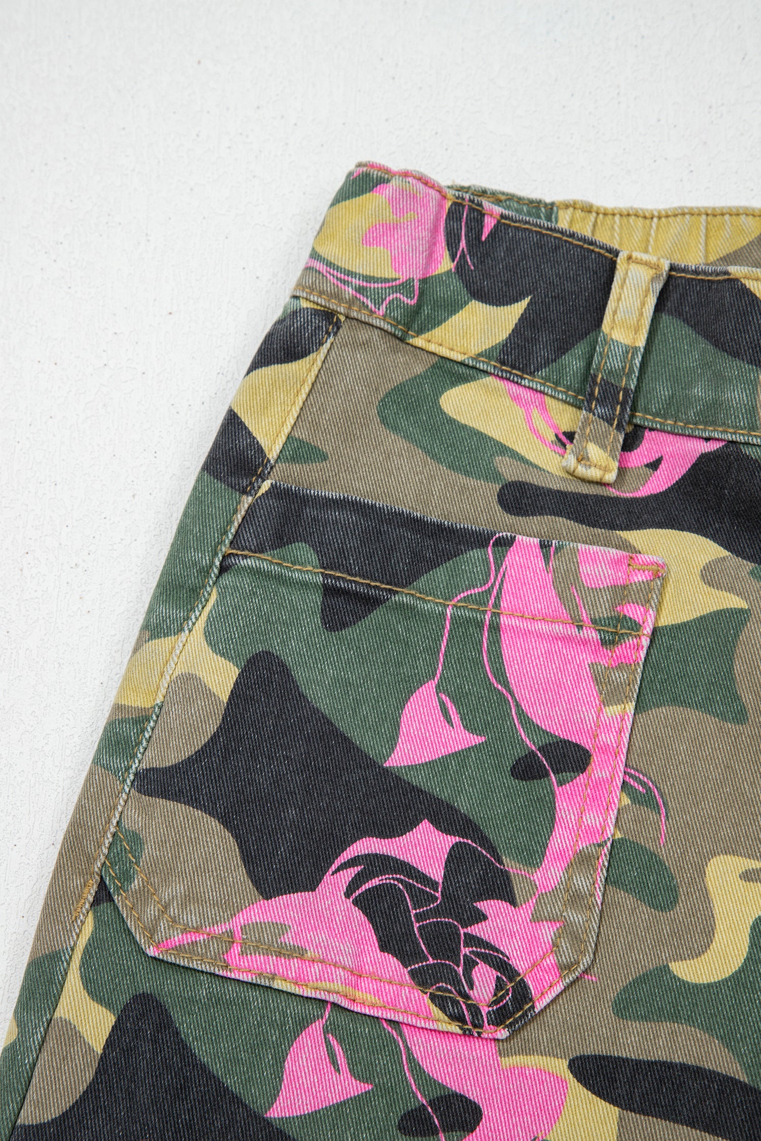 Multicolour Abstract Camouflage Print Contrast Leopard Patchwork Straight Leg Jeans-Bottoms/Jeans-[Adult]-[Female]-2022 Online Blue Zone Planet