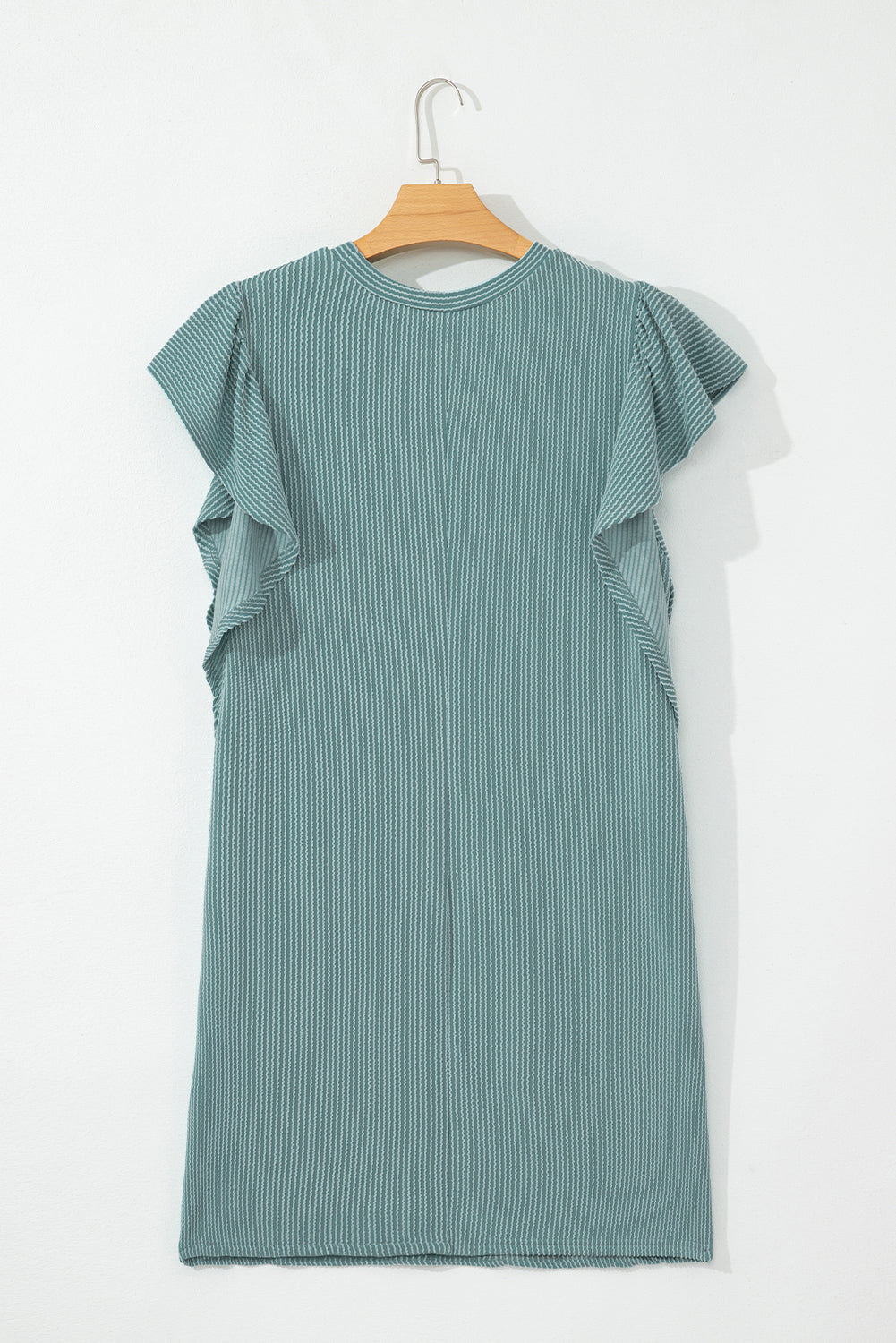Canton Corded Ruffle Sleeve Crew Neck Shift Dress-TOPS / DRESSES-[Adult]-[Female]-2022 Online Blue Zone Planet