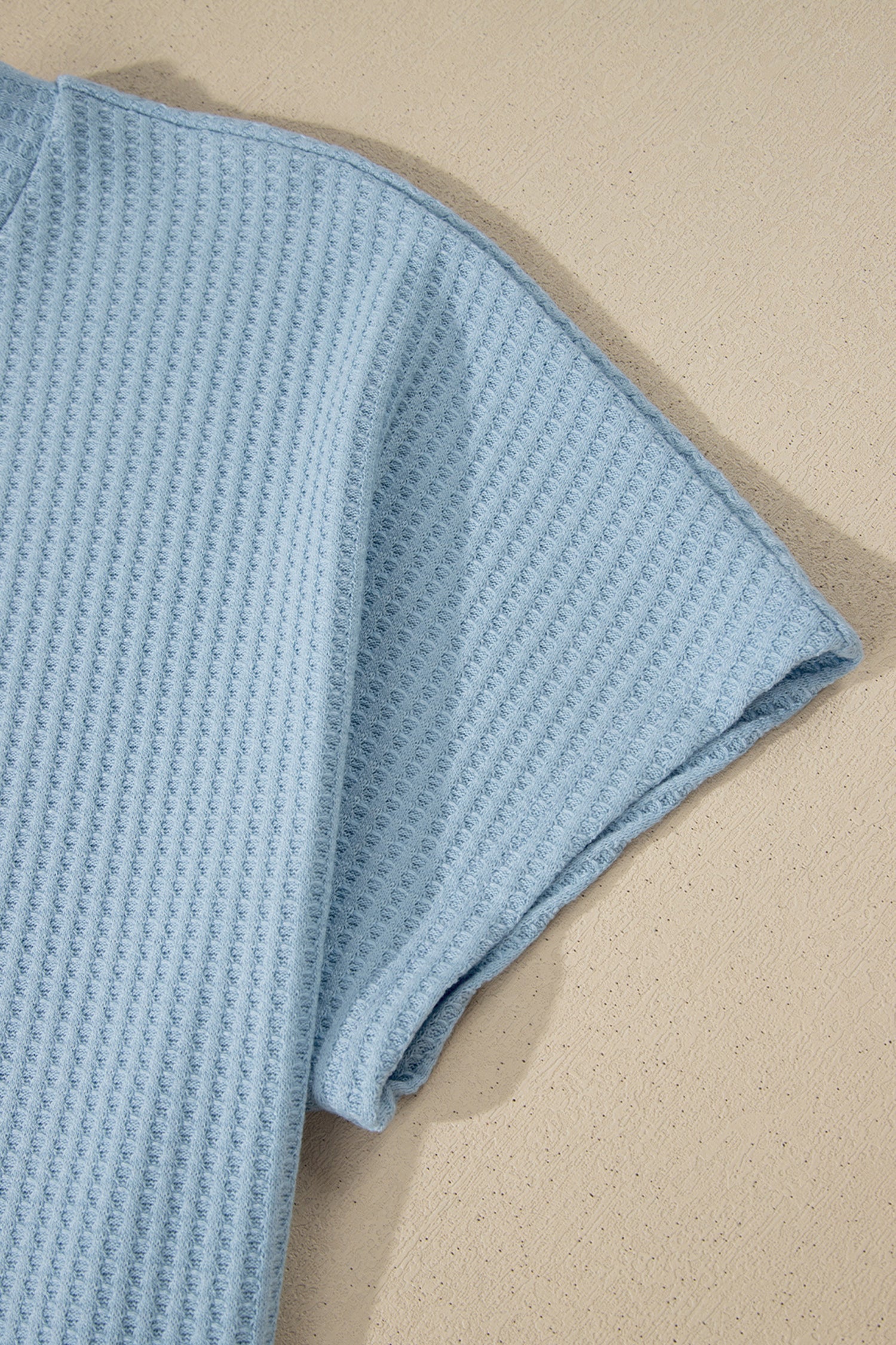Sea Green Waffle Textured Knit Dolman Short Sleeve Loose Top-Tops/Tops & Tees-[Adult]-[Female]-2022 Online Blue Zone Planet