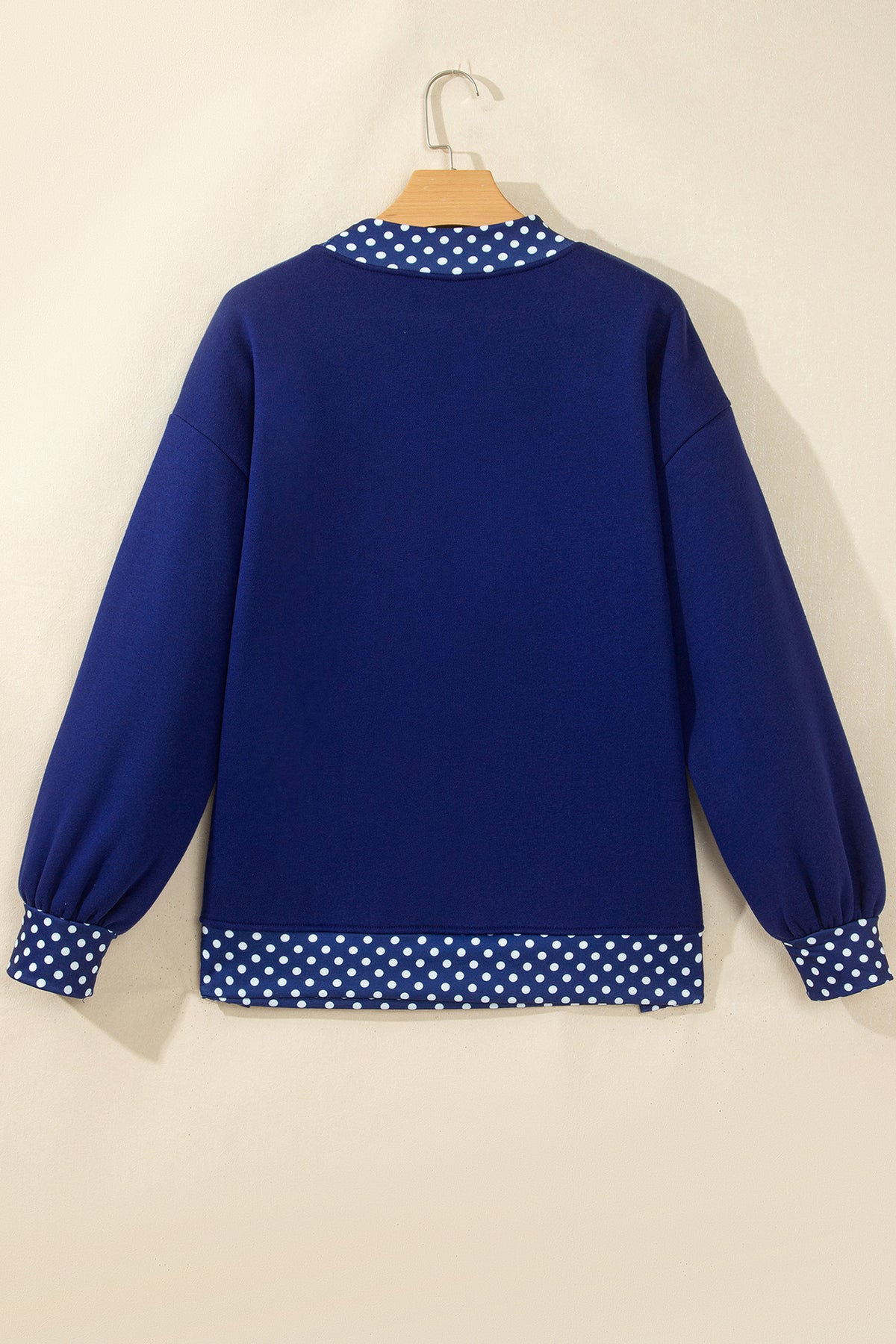 Dirty blue Colorblock Polka Dot Contrast Trim Oversized Sweatshirt-Tops/Sweatshirts & Hoodies-[Adult]-[Female]-2022 Online Blue Zone Planet