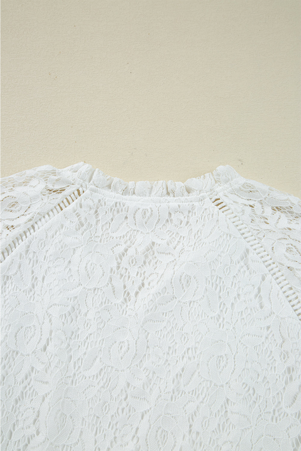 White Tie V Neck Lace Ruffle Detail Long Sleeve Blouse-Tops/Blouses & Shirts-[Adult]-[Female]-2022 Online Blue Zone Planet