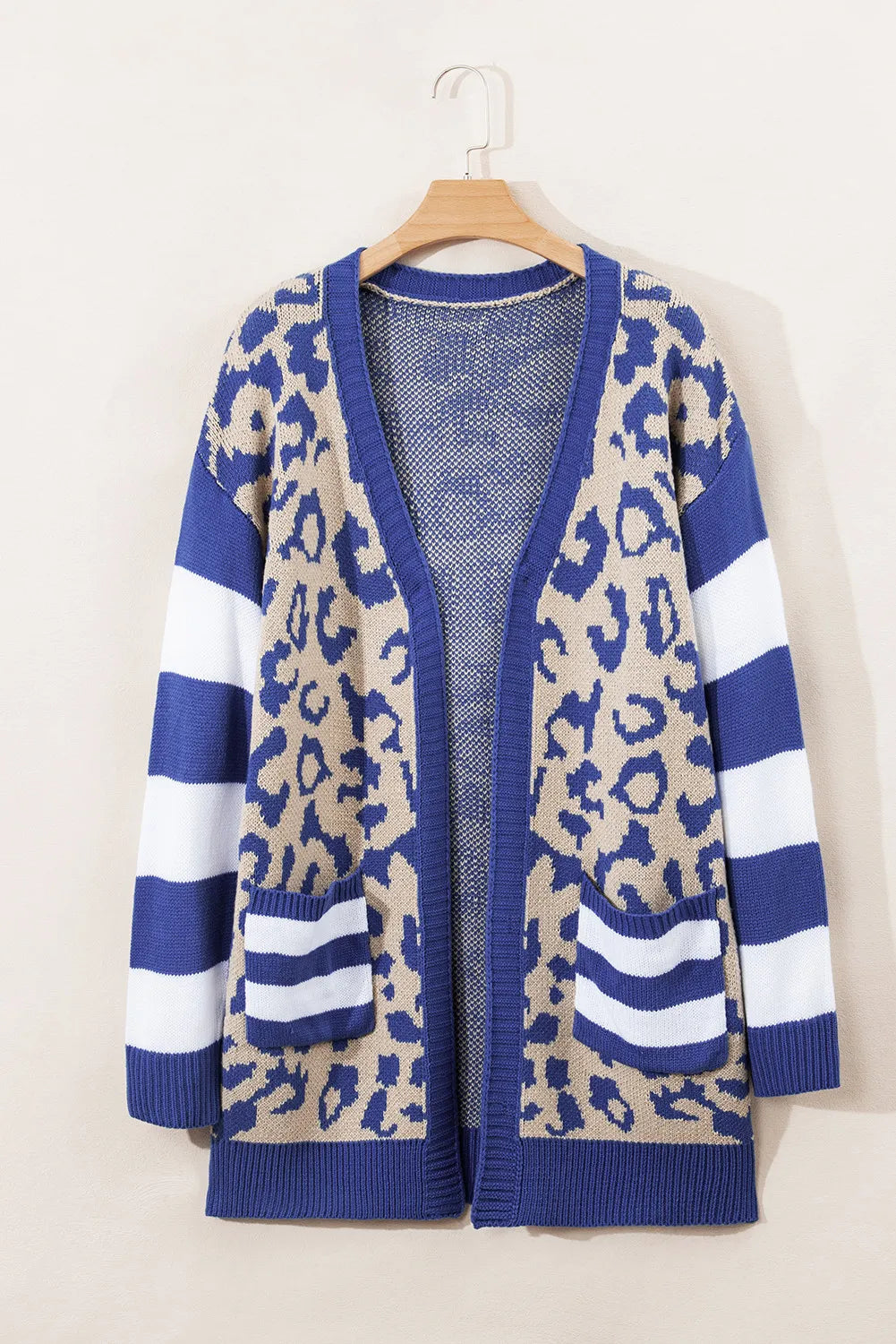 Leopard Open Front Long Sleeve Cardigan-TOPS / DRESSES-[Adult]-[Female]-2022 Online Blue Zone Planet