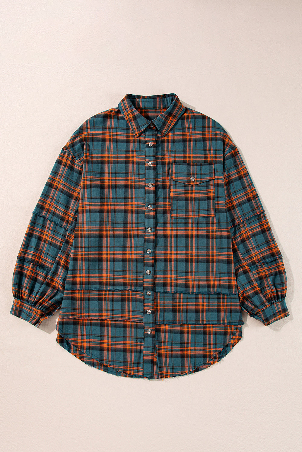 Green Plaid Long Sleeve Collar Shirt-Long Sleeve Tops-[Adult]-[Female]-2022 Online Blue Zone Planet