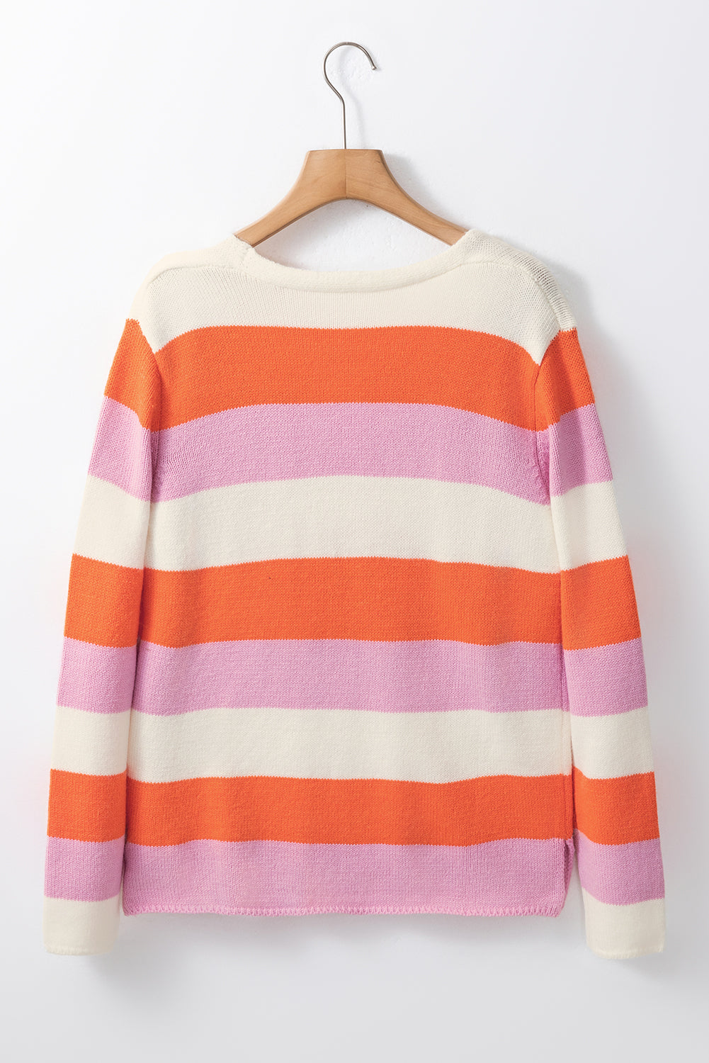 Color Block V-Neck Long Sleeve Sweater-TOPS / DRESSES-[Adult]-[Female]-2022 Online Blue Zone Planet