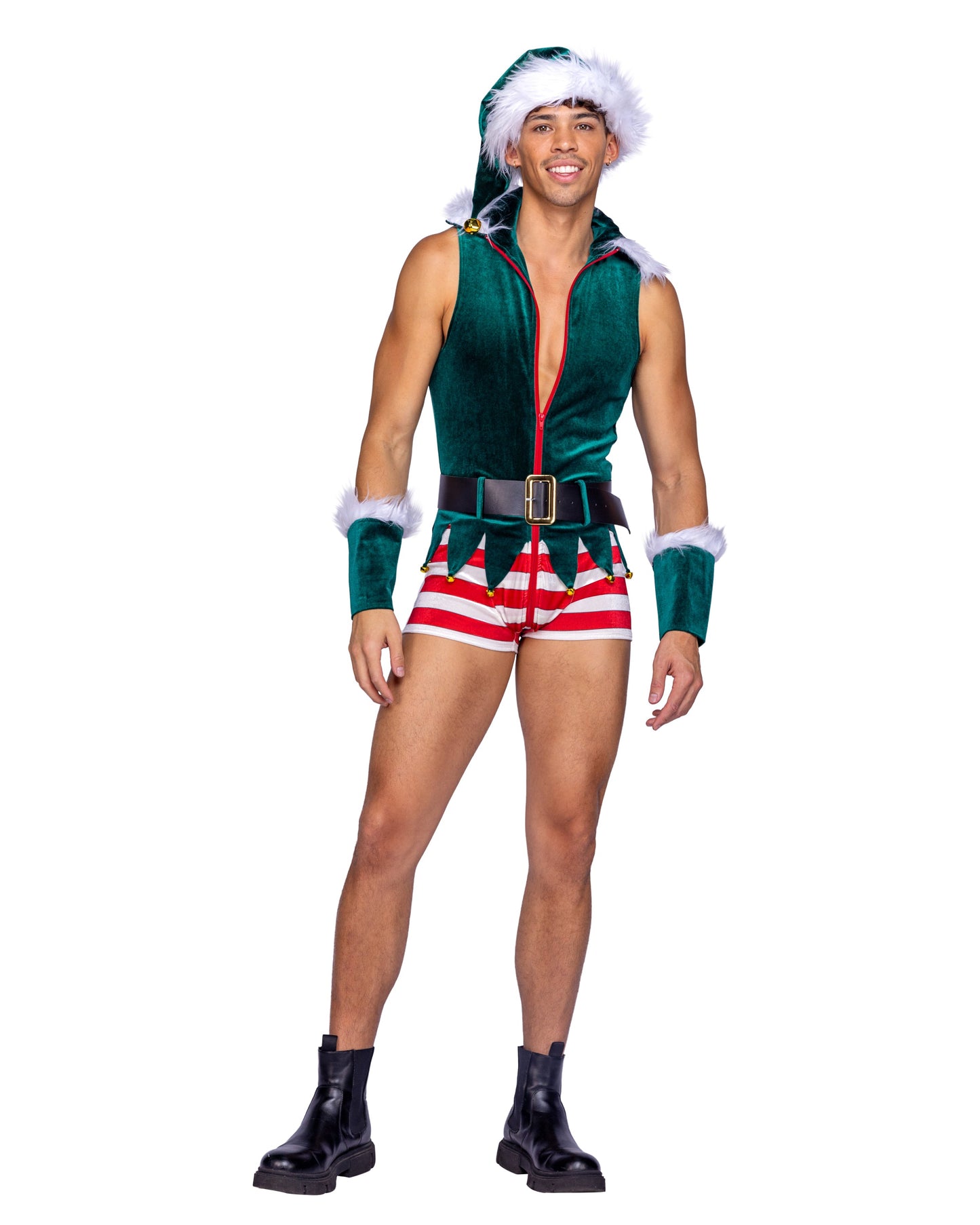 2 Piece Naughty Elf Costume-TOPS / DRESSES-[Adult]-[Female]-Green/White-Small-2022 Online Blue Zone Planet