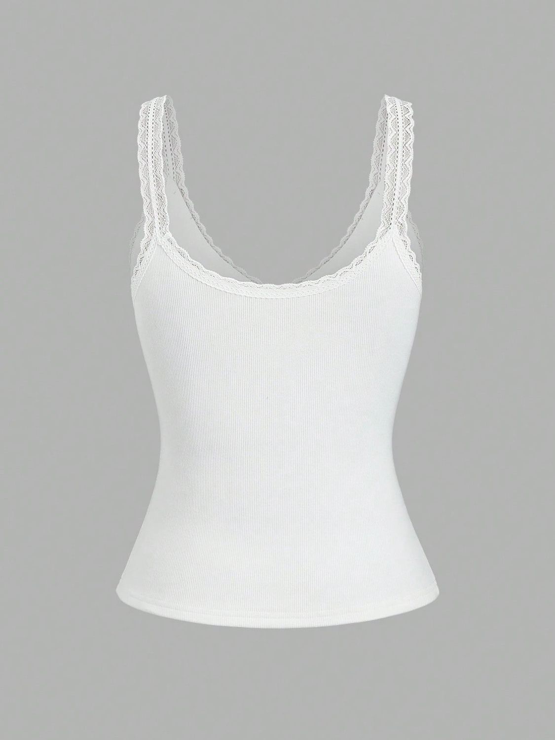 Lace Detail V-Neck Wide Strap Tank-TOPS / DRESSES-[Adult]-[Female]-2022 Online Blue Zone Planet