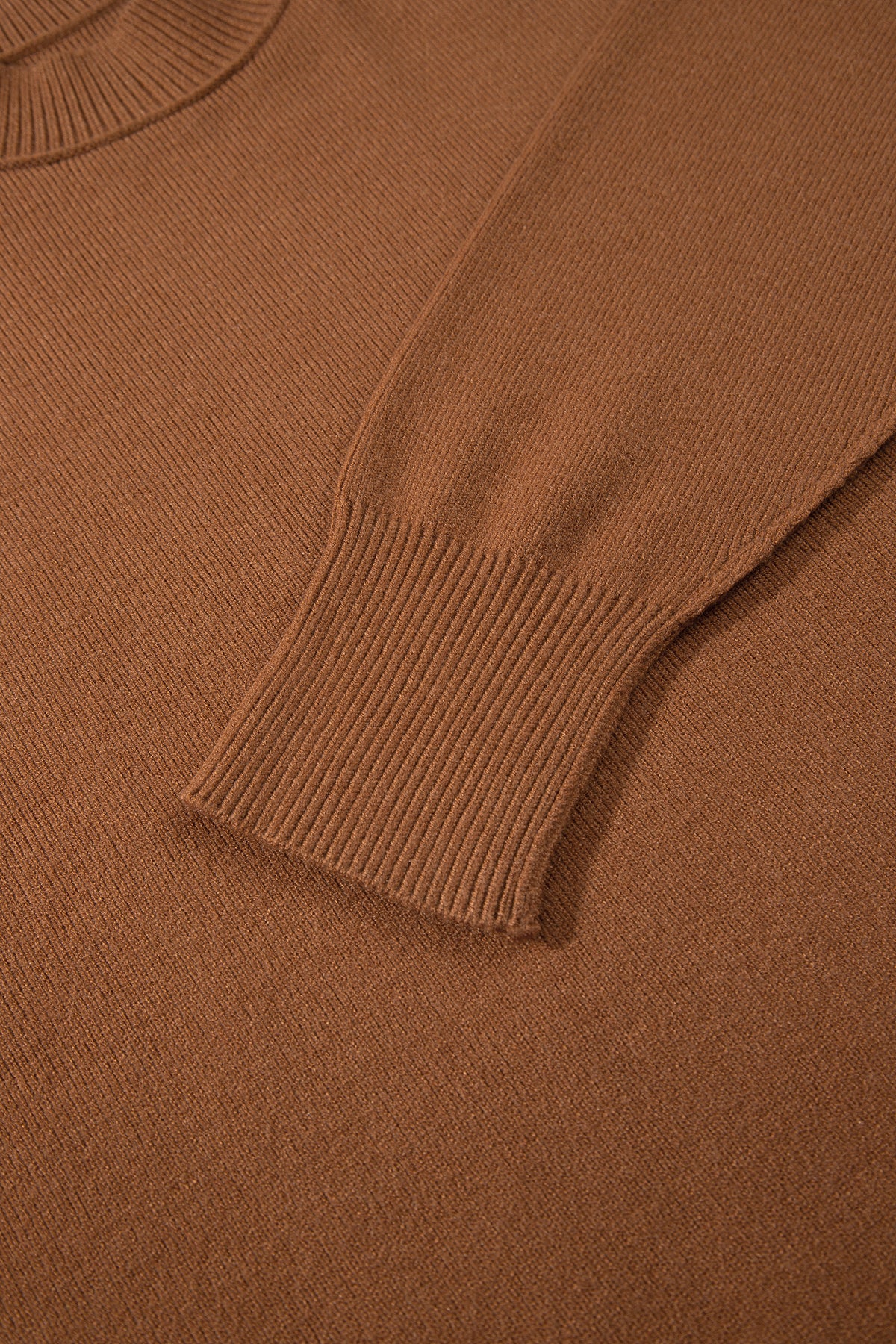 Chestnut Oversized Ribbed Knit Long Sleeve Tunic Plus Size Sweater-TOPS / DRESSES-[Adult]-[Female]-2022 Online Blue Zone Planet