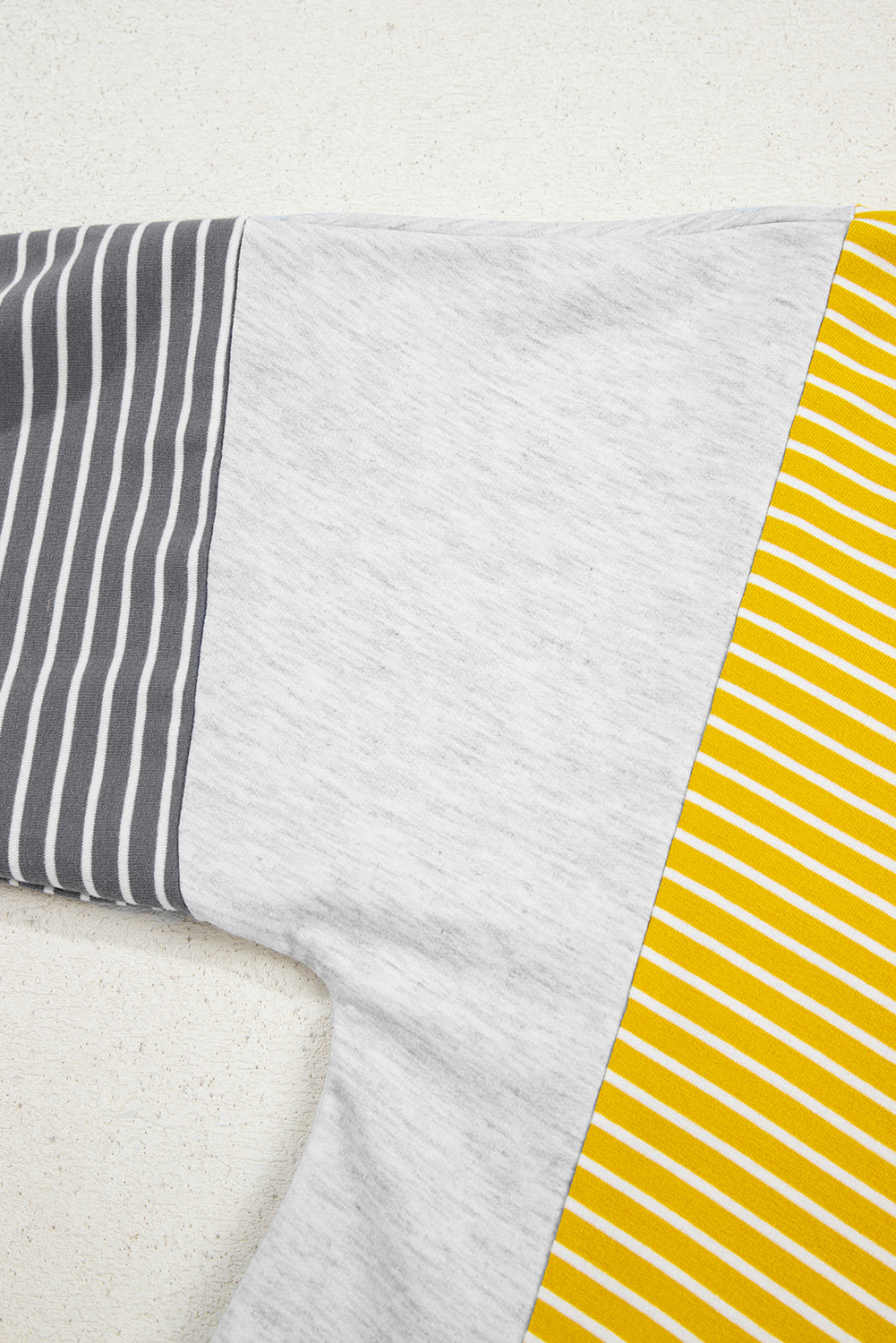Yellow Stripe Color Block Drawstring V Neck Loose Fit Hooded Top-Tops/Sweatshirts & Hoodies-[Adult]-[Female]-2022 Online Blue Zone Planet