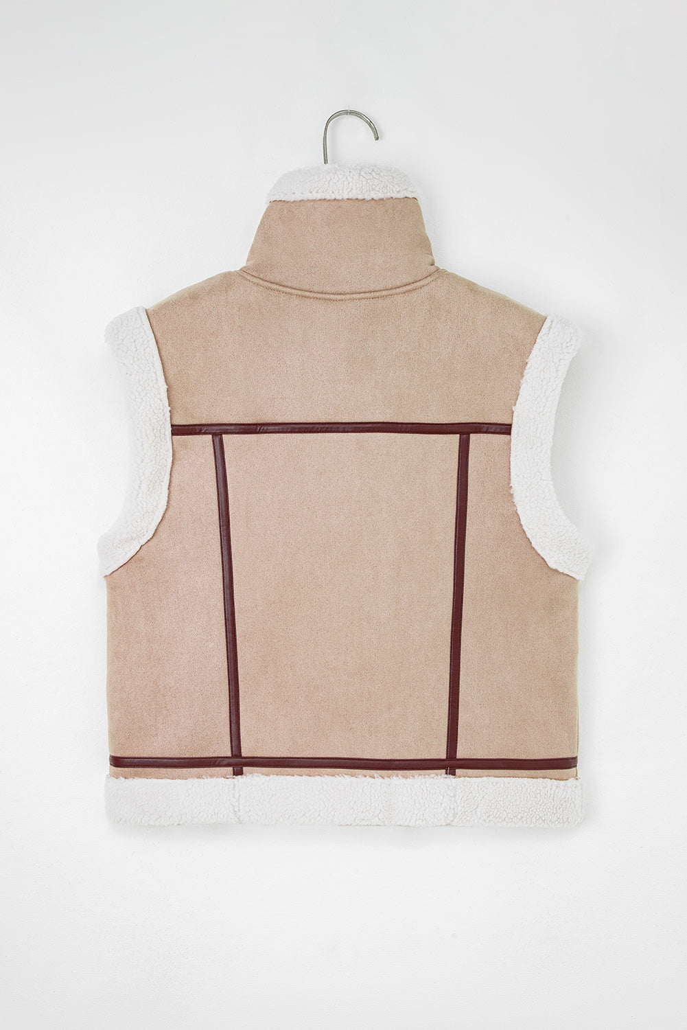 Dark Khaki Sherpa Lined Faux Suede Lapel Collar Vest-TOPS / DRESSES-[Adult]-[Female]-2022 Online Blue Zone Planet