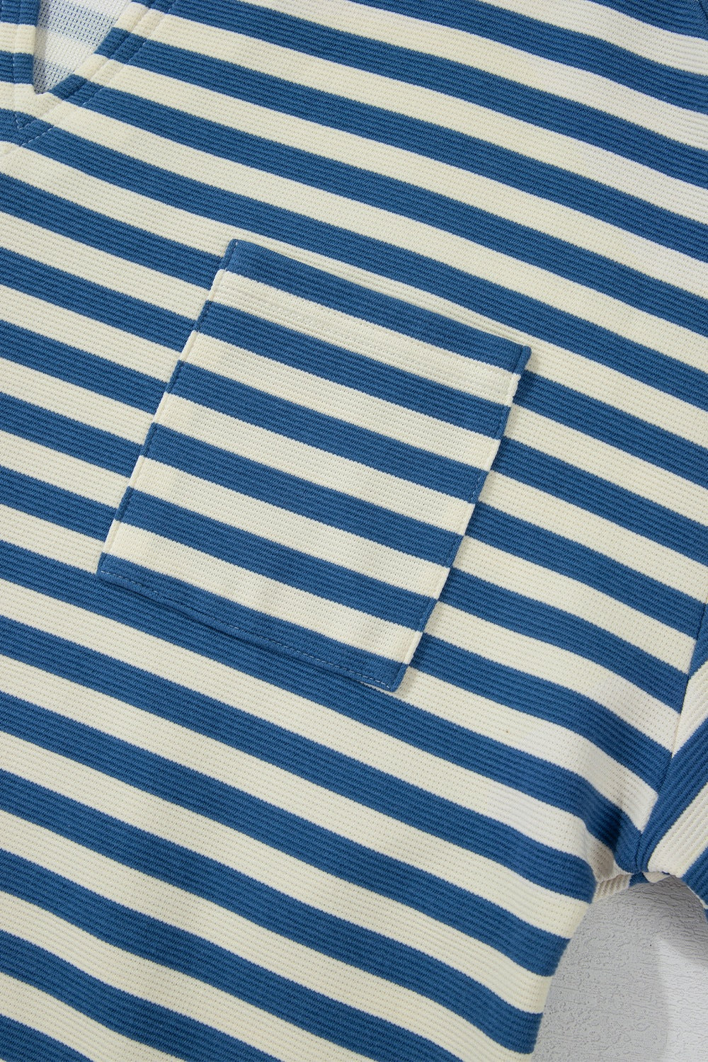 Stripe Chest Pocket Notched Top-TOPS / DRESSES-[Adult]-[Female]-2022 Online Blue Zone Planet