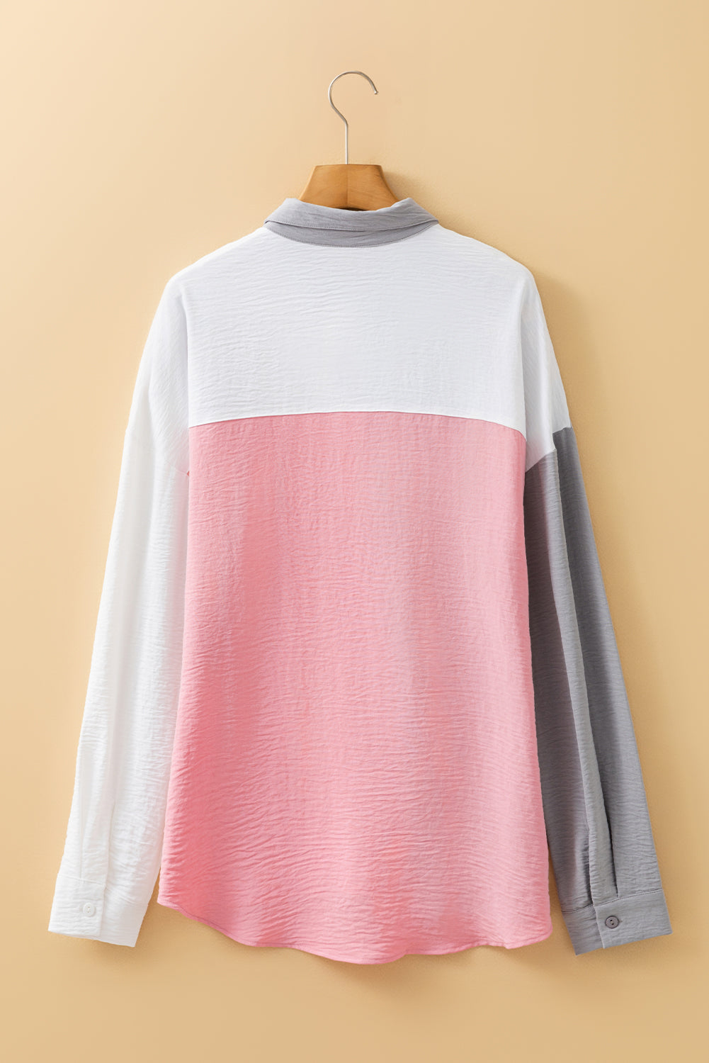Gray Color Block/Pure Color Patch Pocket Shirt-Tops/Blouses & Shirts-[Adult]-[Female]-2022 Online Blue Zone Planet