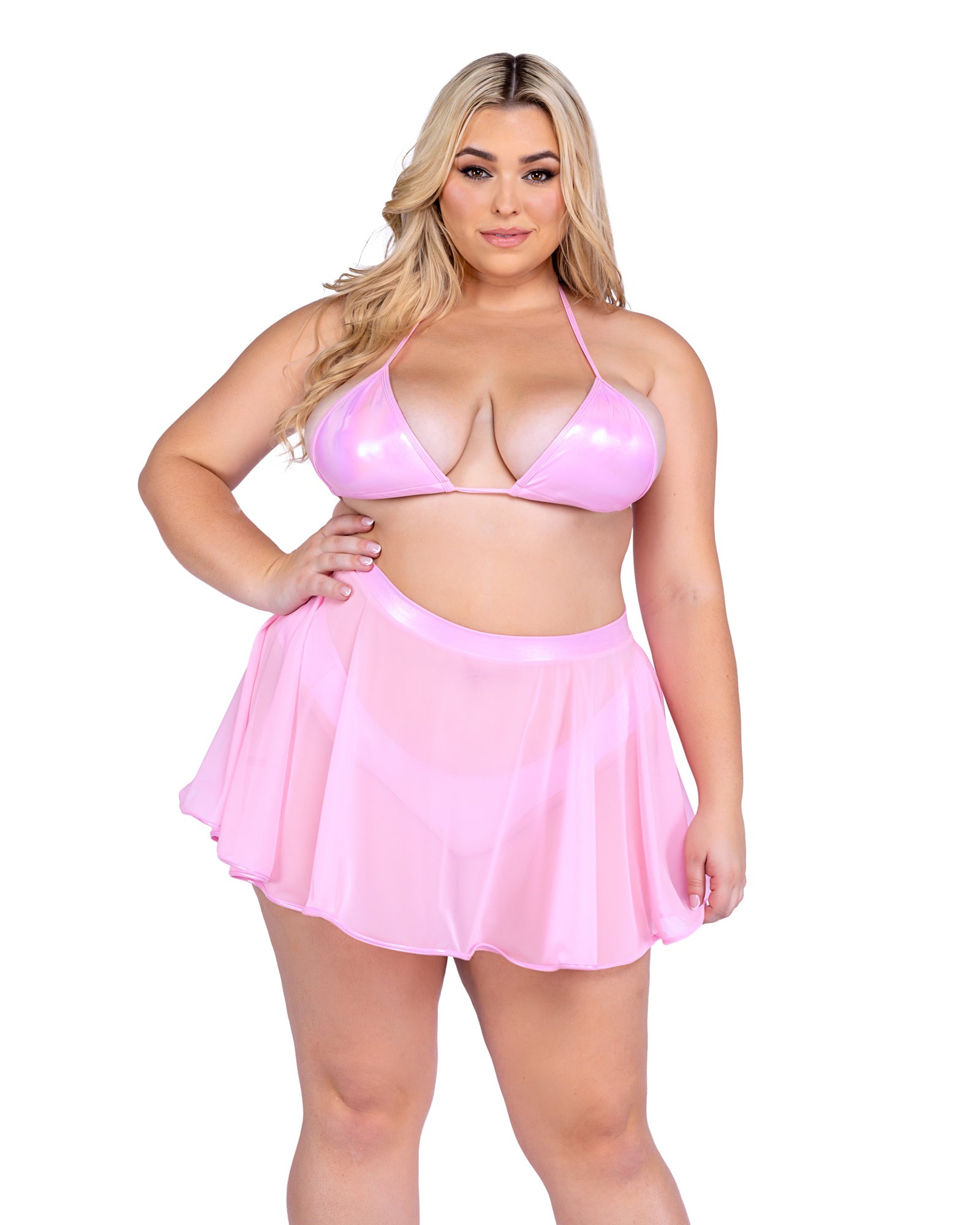 6542 - Sheer Mesh Skirt-TOPS / DRESSES-[Adult]-[Female]-X-Large-Baby Pink-2022 Online Blue Zone Planet