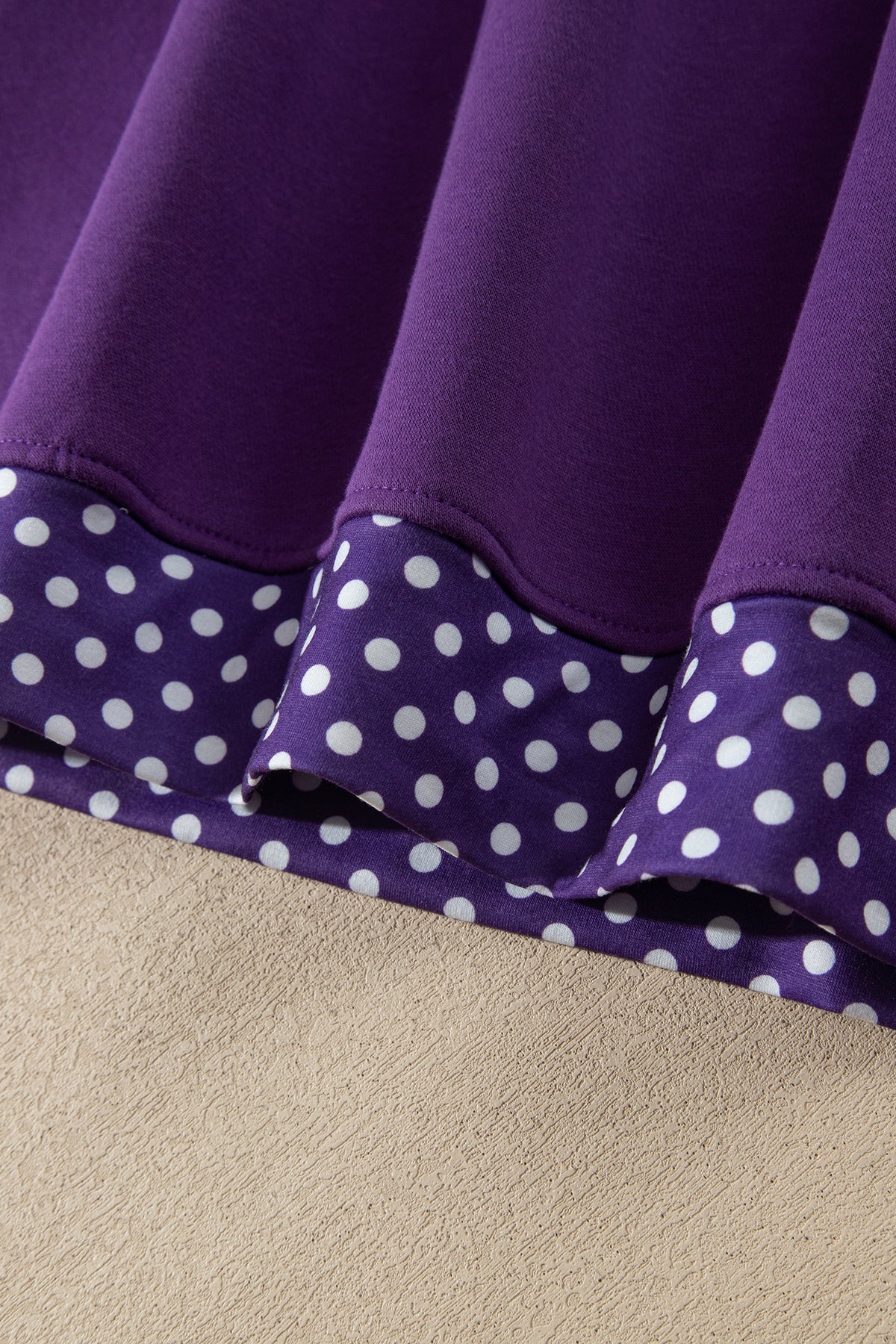 Tillandsia Purple Polka Dot Patchwork Round Neck Plus Size Sweatshirt-Plus Size/Plus Size Sweatshirts & Hoodies-[Adult]-[Female]-2022 Online Blue Zone Planet