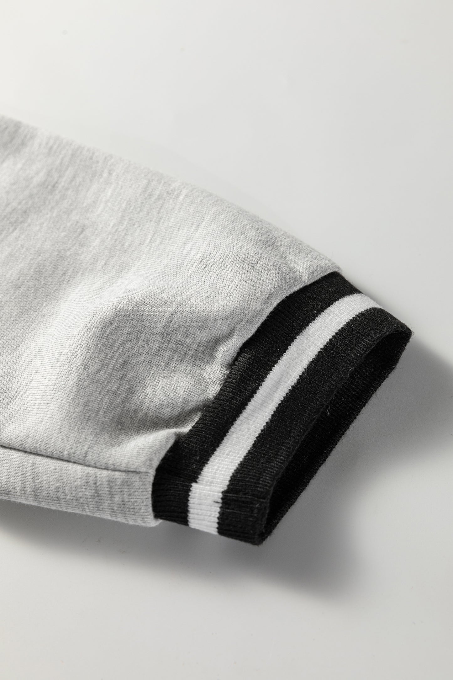 Light Grey Striped Trim V Neck Long Sleeve Preppy T Shirt Dress-TOPS / DRESSES-[Adult]-[Female]-2022 Online Blue Zone Planet