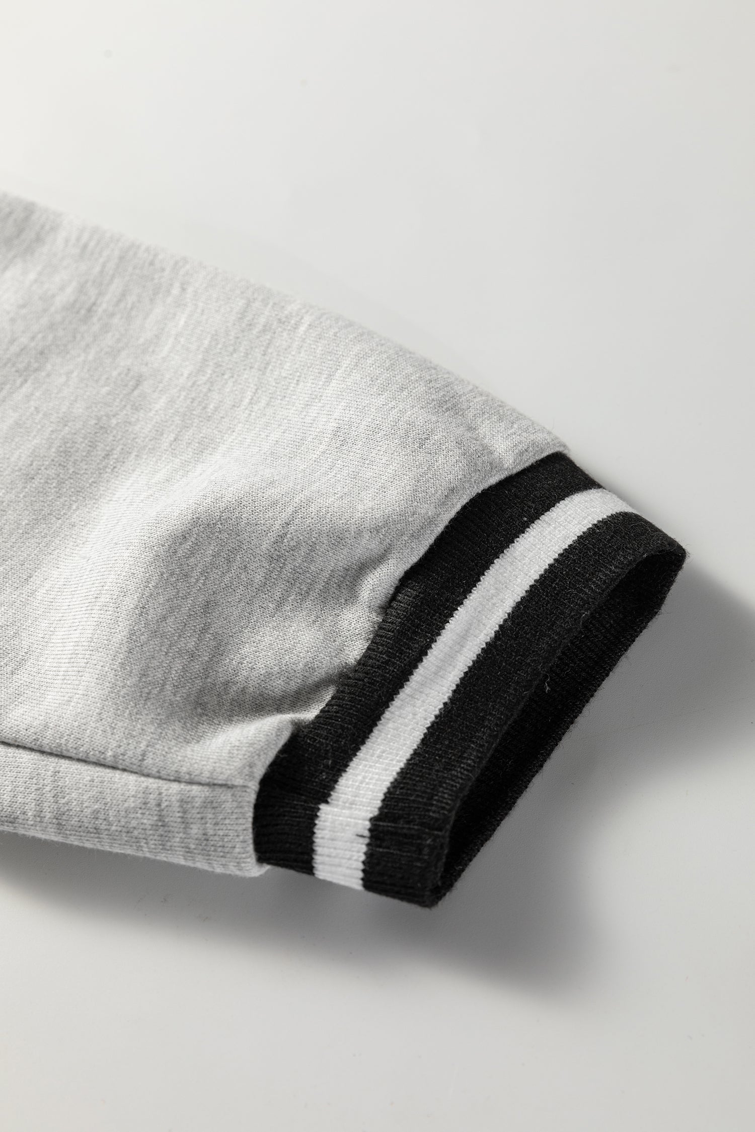 Light Grey Striped Trim V Neck Long Sleeve Preppy T Shirt Dress-TOPS / DRESSES-[Adult]-[Female]-2022 Online Blue Zone Planet