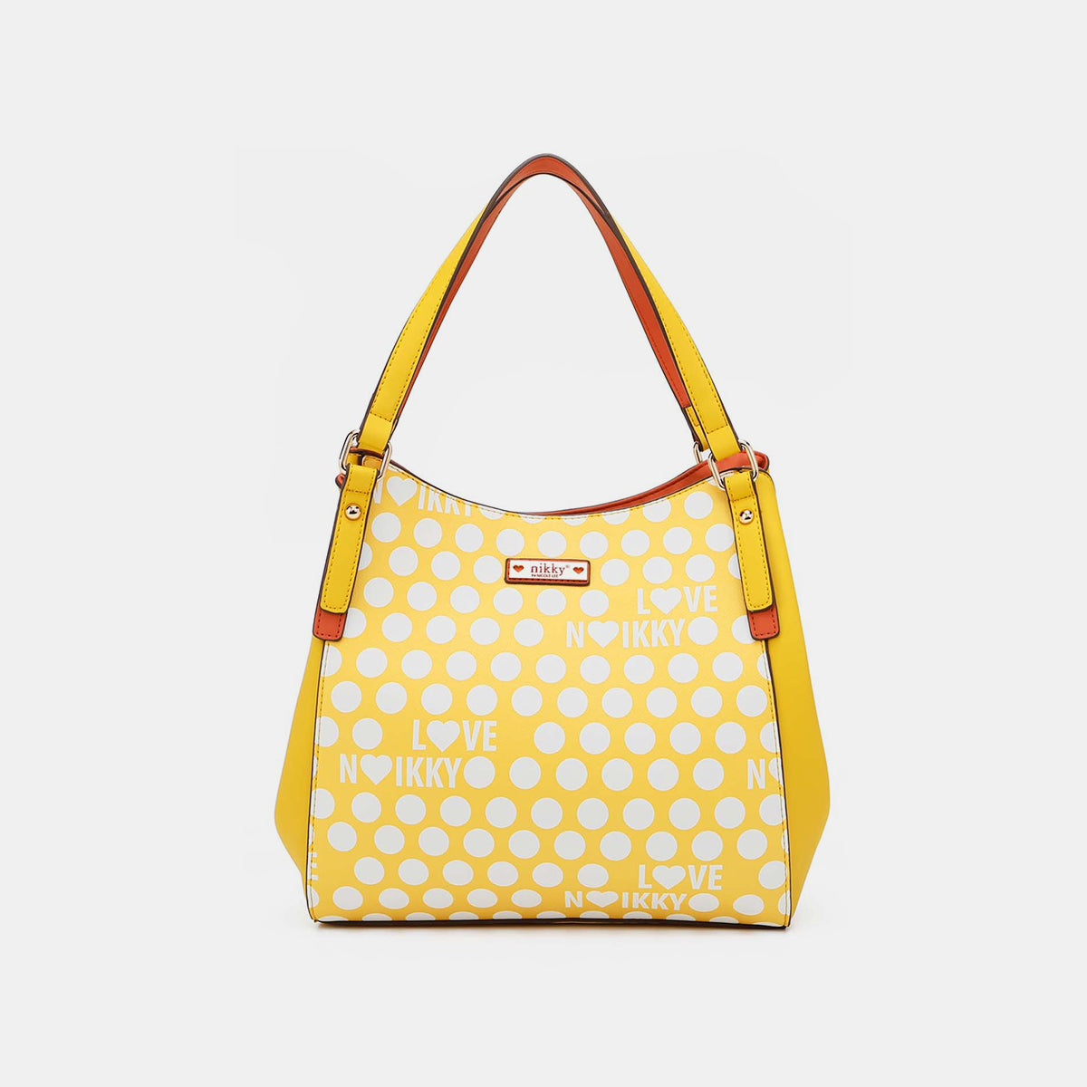 Nicole Lee USA Contrast Polka Dot Handbag-HANDBAGS-[Adult]-[Female]-Yellow-One Size-2022 Online Blue Zone Planet